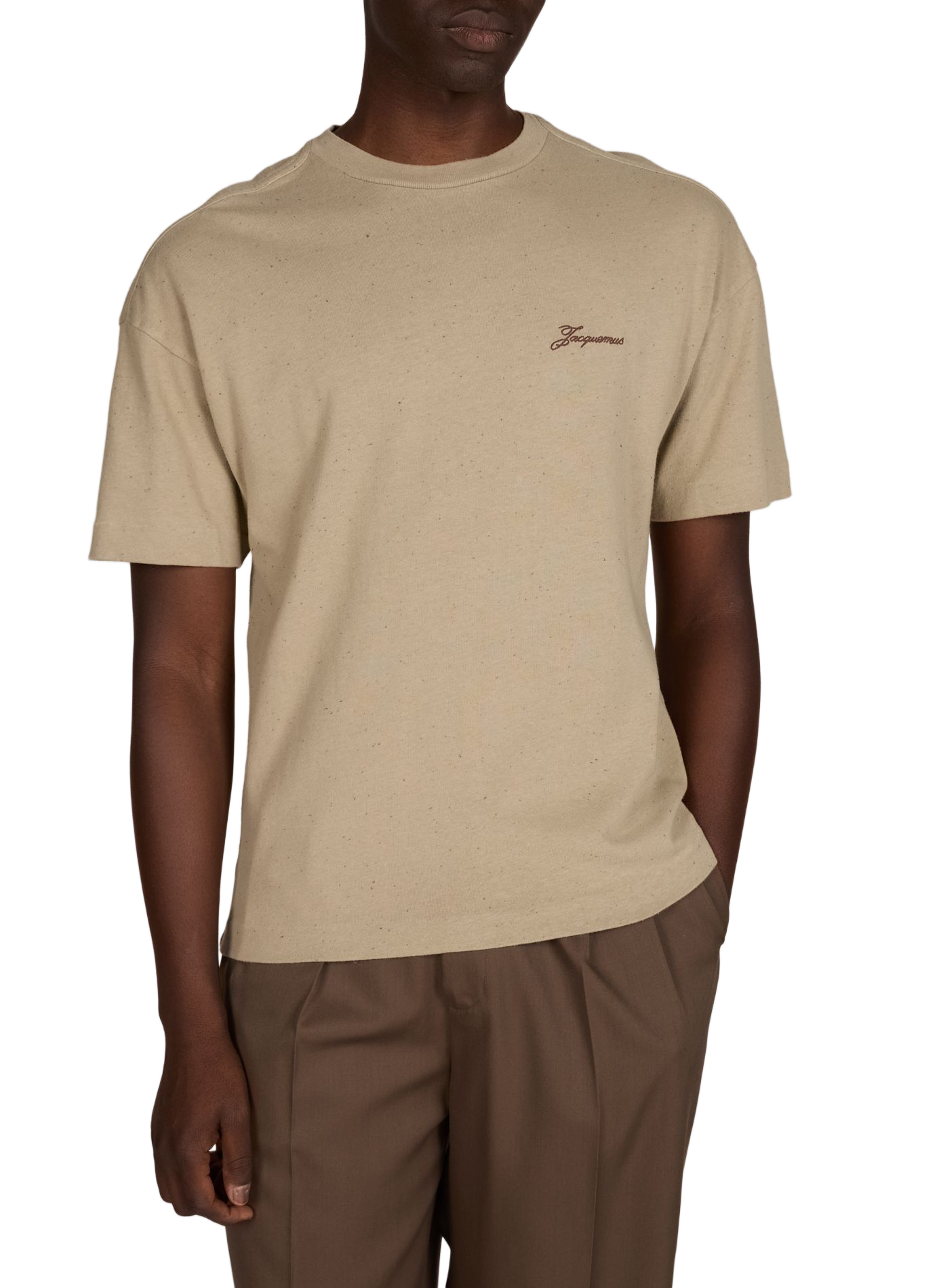 T-shirt à col rond en coton mélangé JACQUEMUS Beige