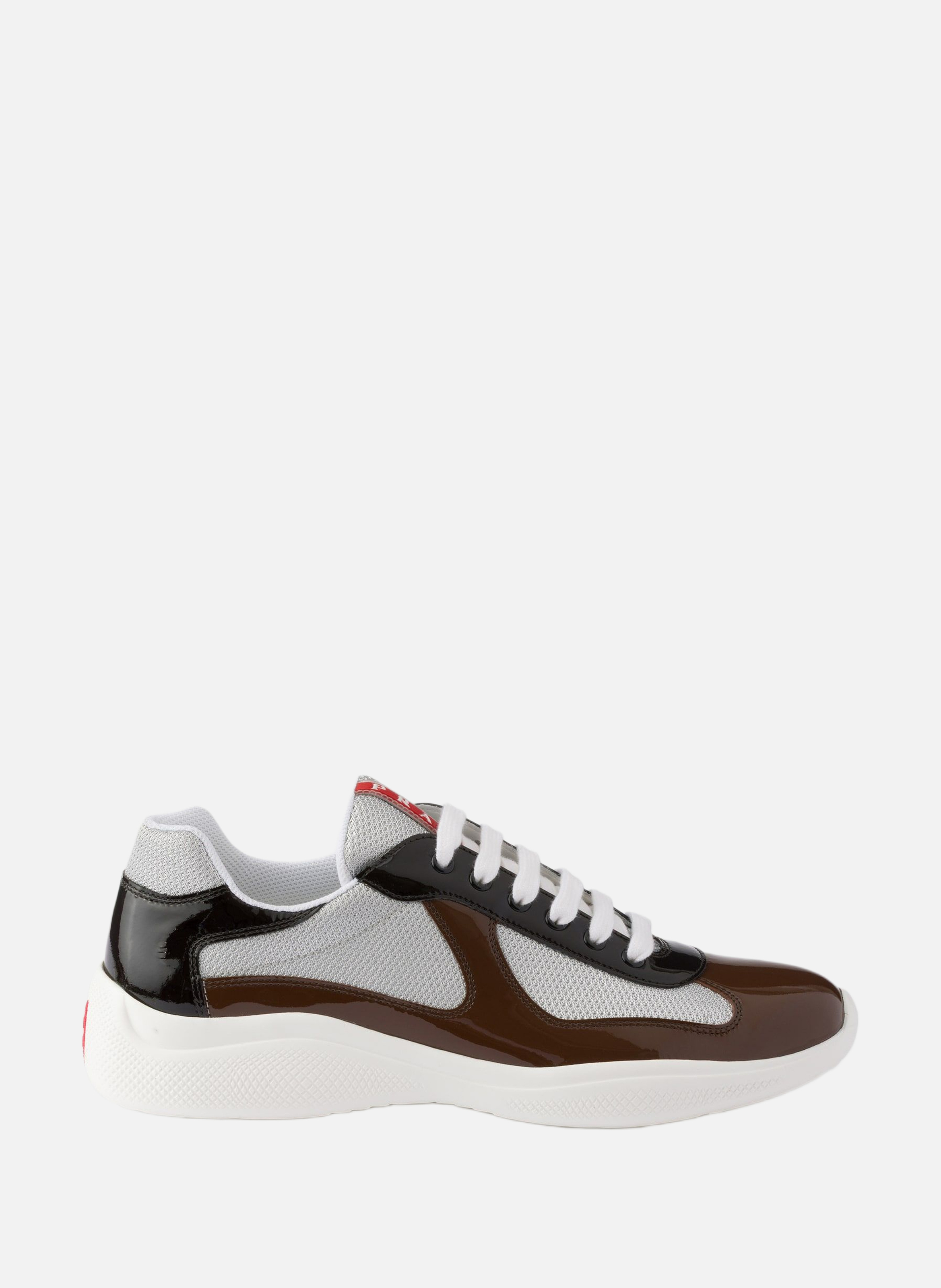 Sneakers prada america’s cup en cuir verni et tiss PRADA Marron