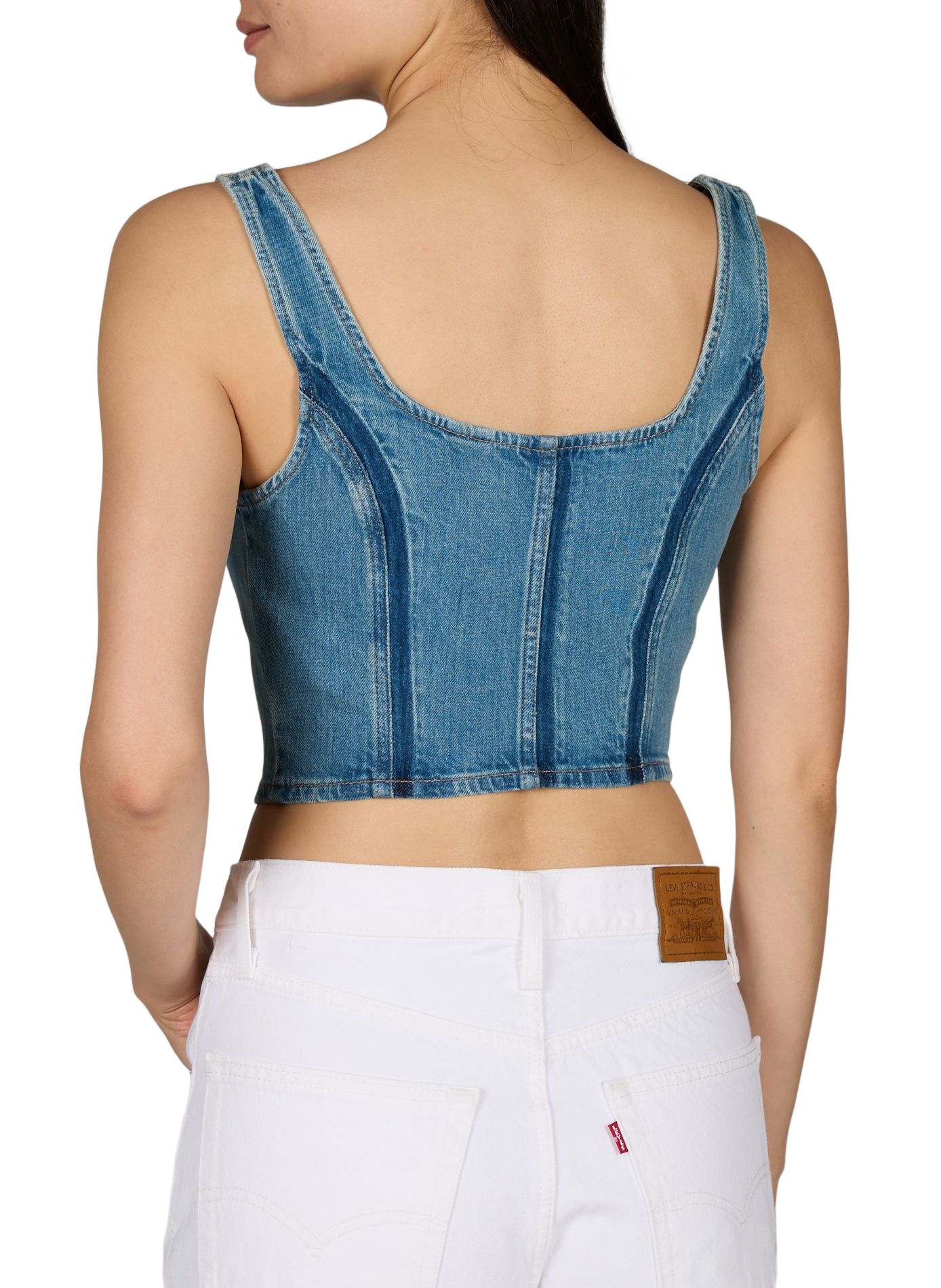 Bustier denim avec zip avant en coton mélangé LEVI'S Bleu