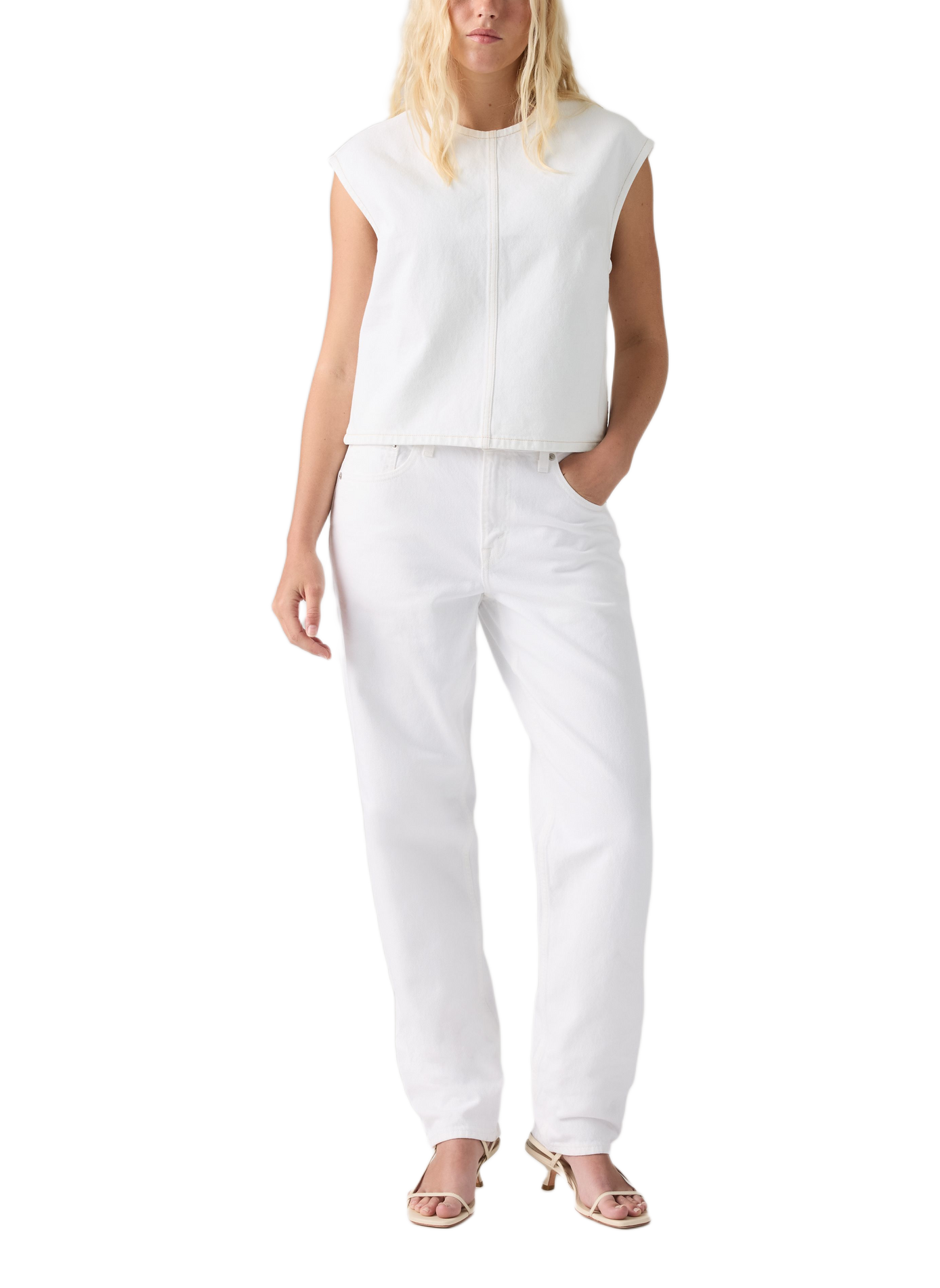 Losse Taper jeans van katoen LEVI'S Wit