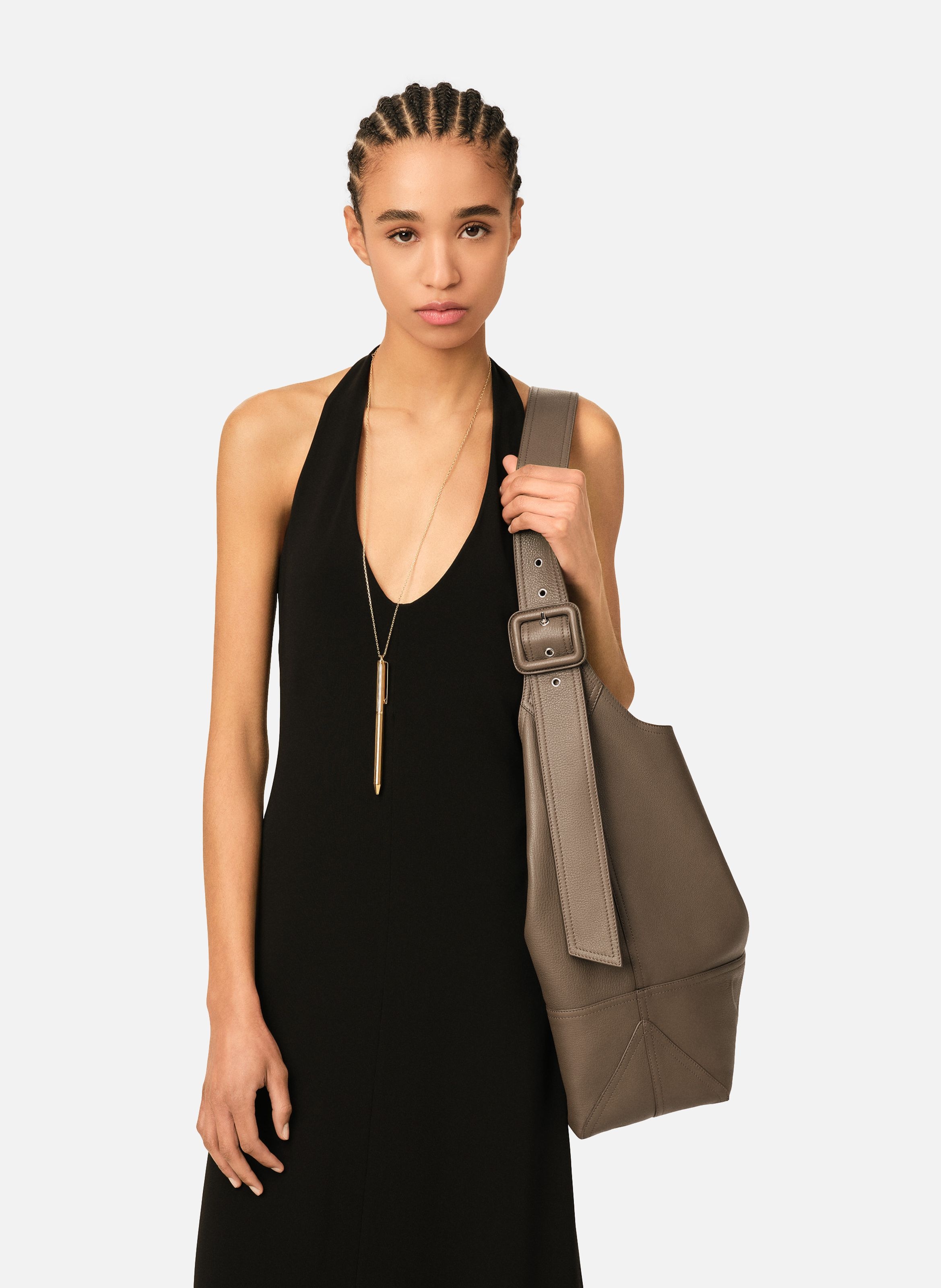 Sac porté croisé etienne unisexe en cuir de taurillon AMI PARIS Marron
