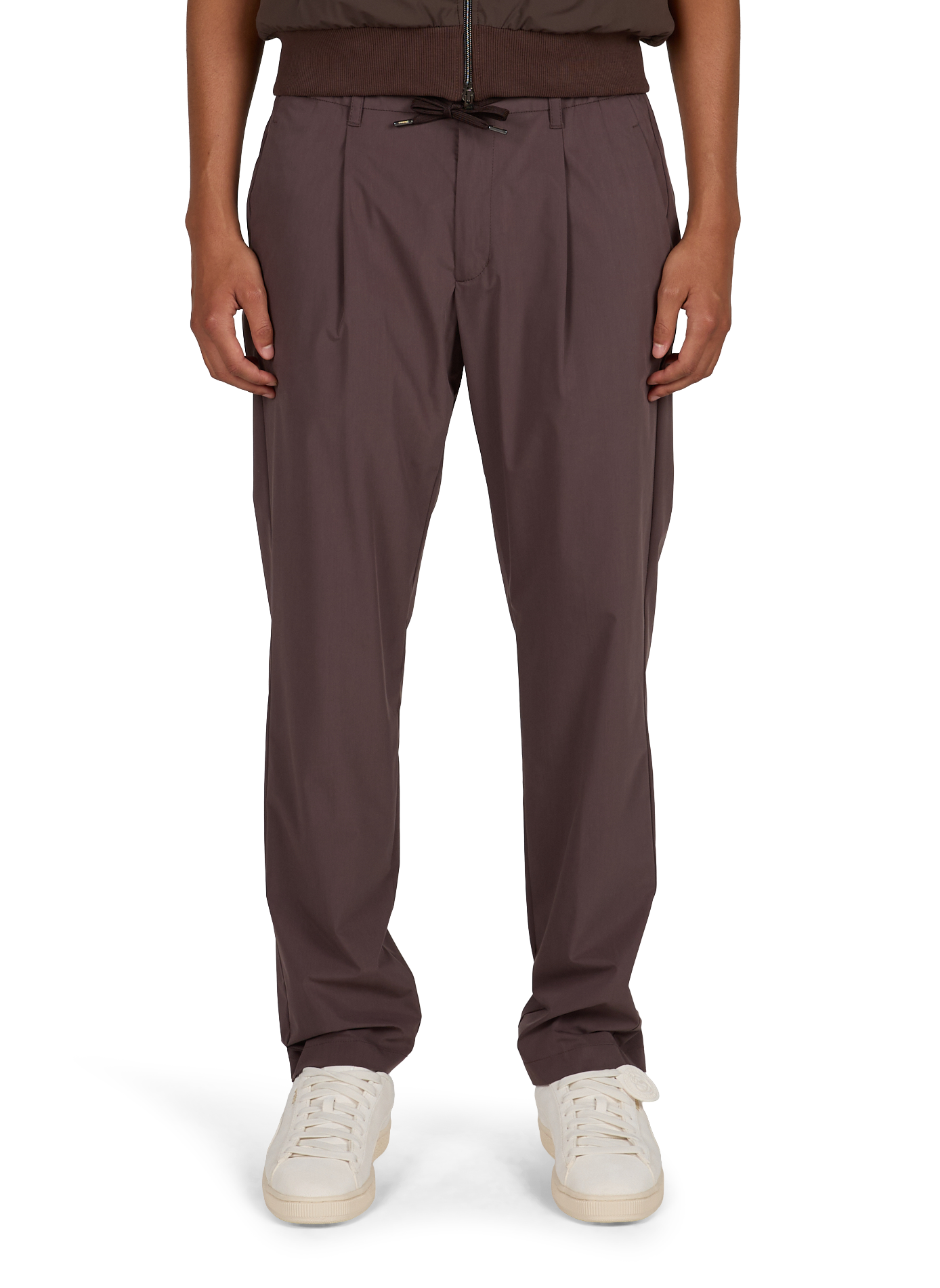 Straight pants with pleats and elastic waistband HERNO Brown