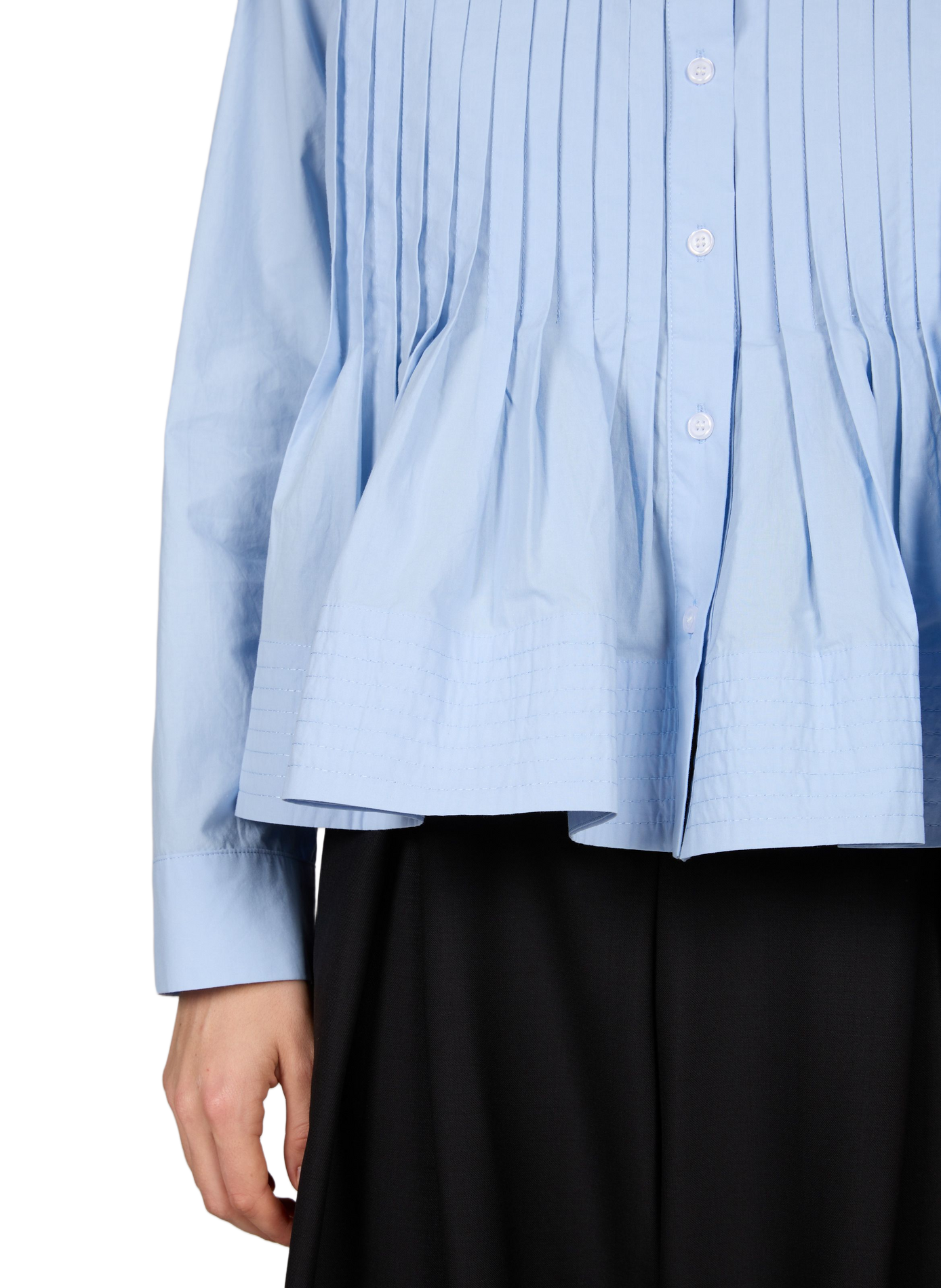 Pleated long-sleeve shirt in blended cotton SUNCOO Blue
