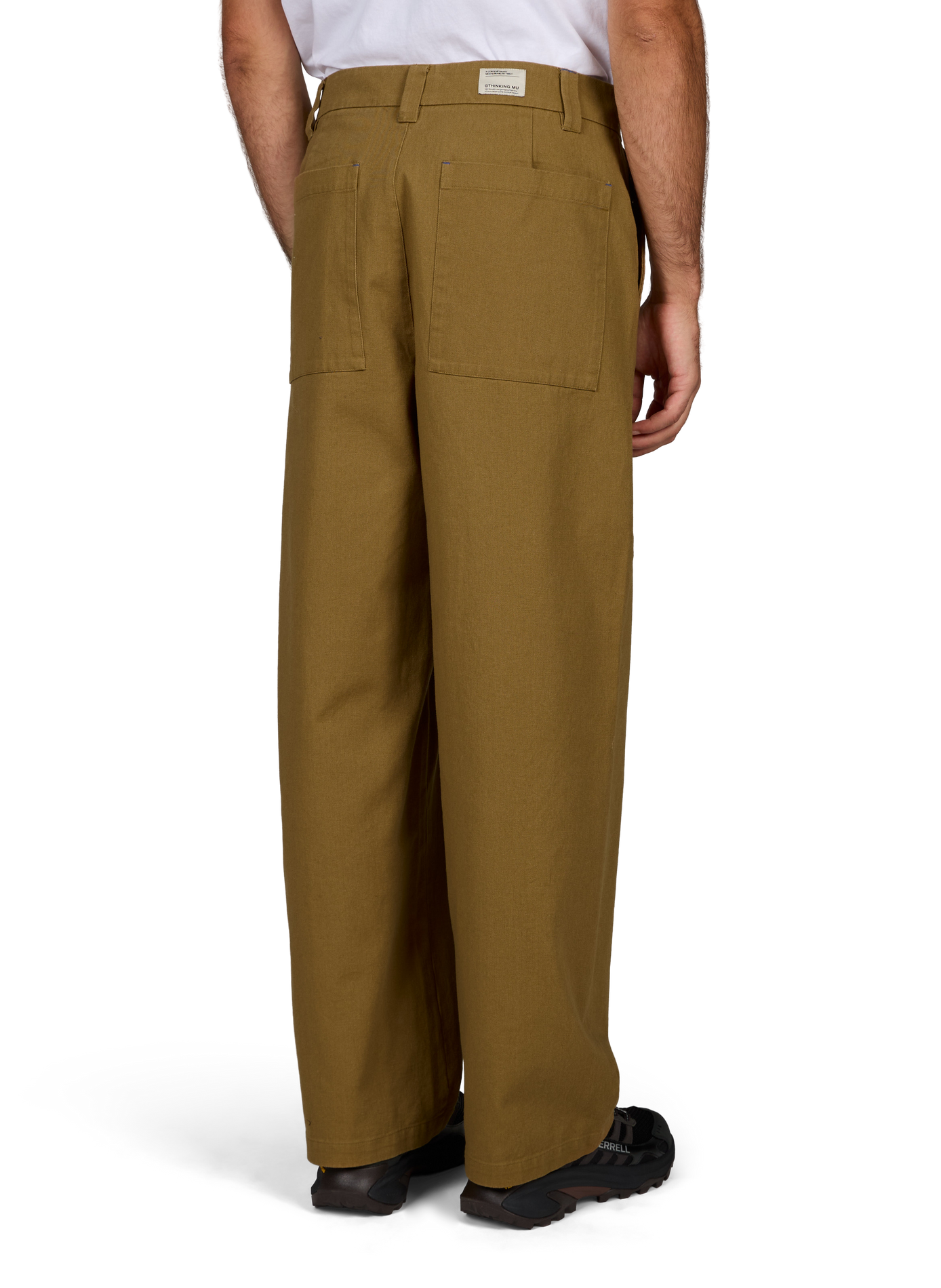 Wijde hoge taille broek in effen kleur THINKING MU Bruin