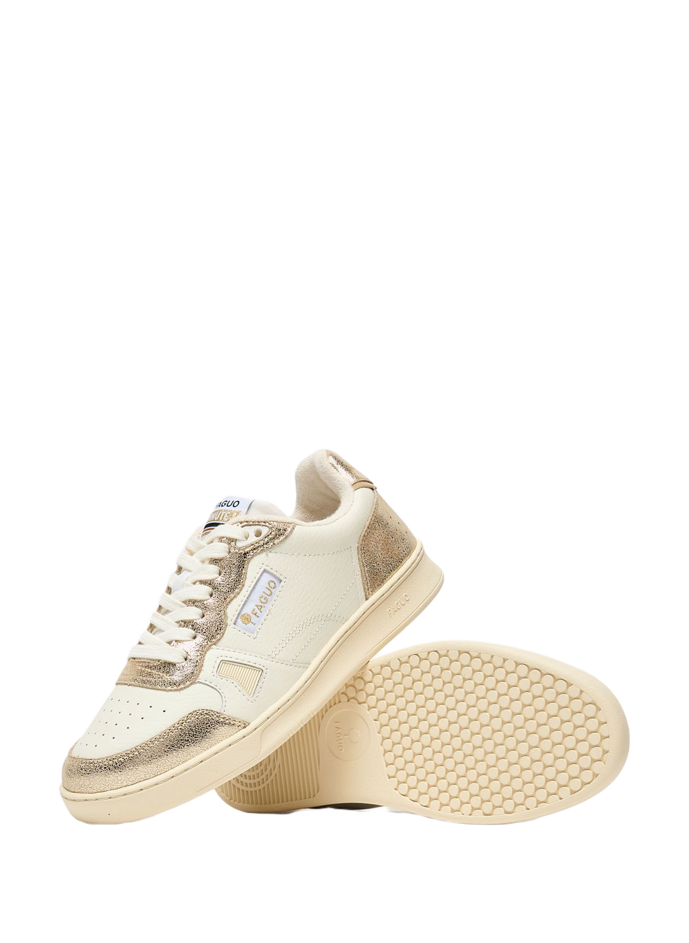Shiny mixed leather sneakers FAGUO Beige