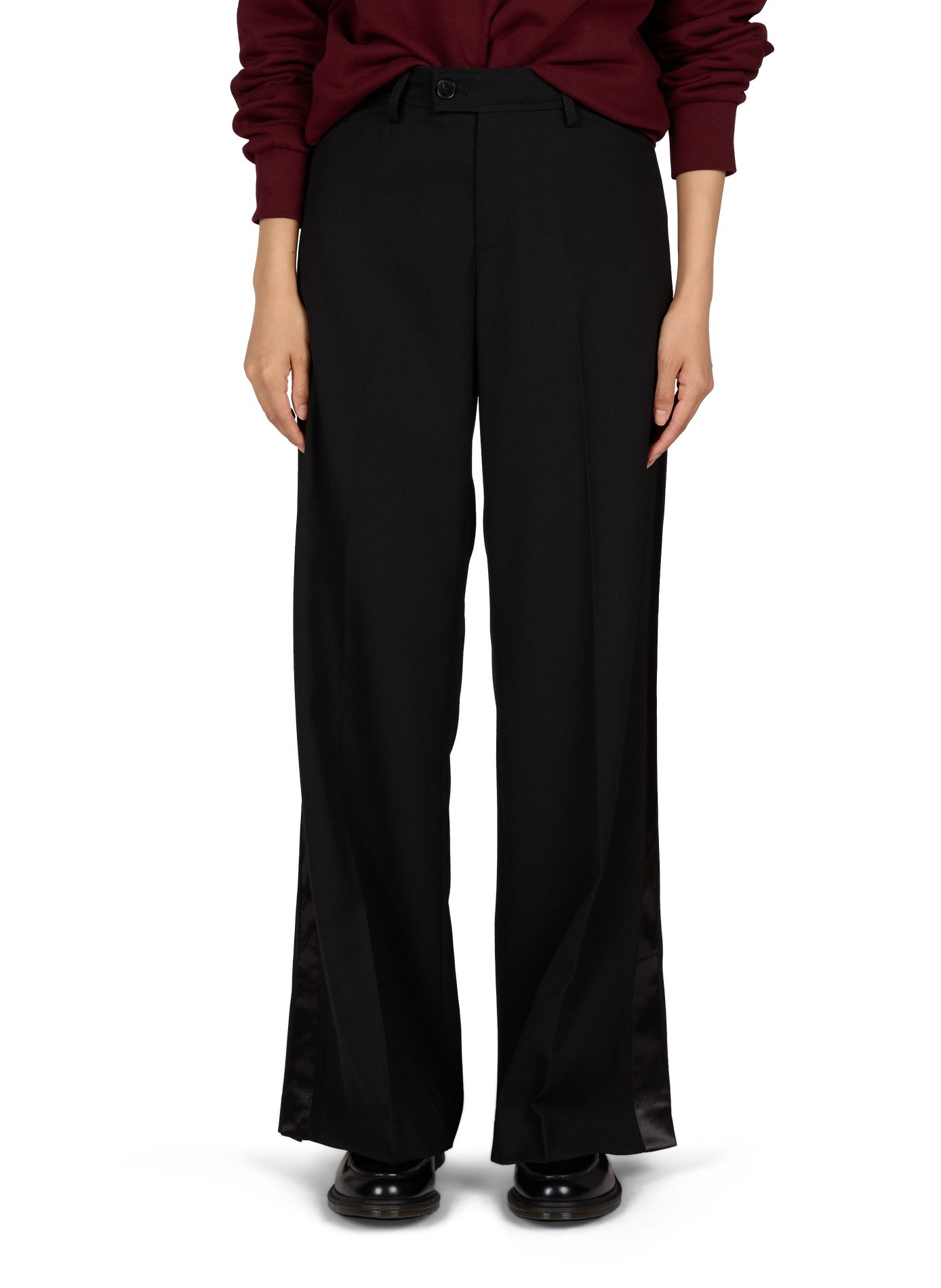 Straight pants with contrasting stripes CLOSED Black