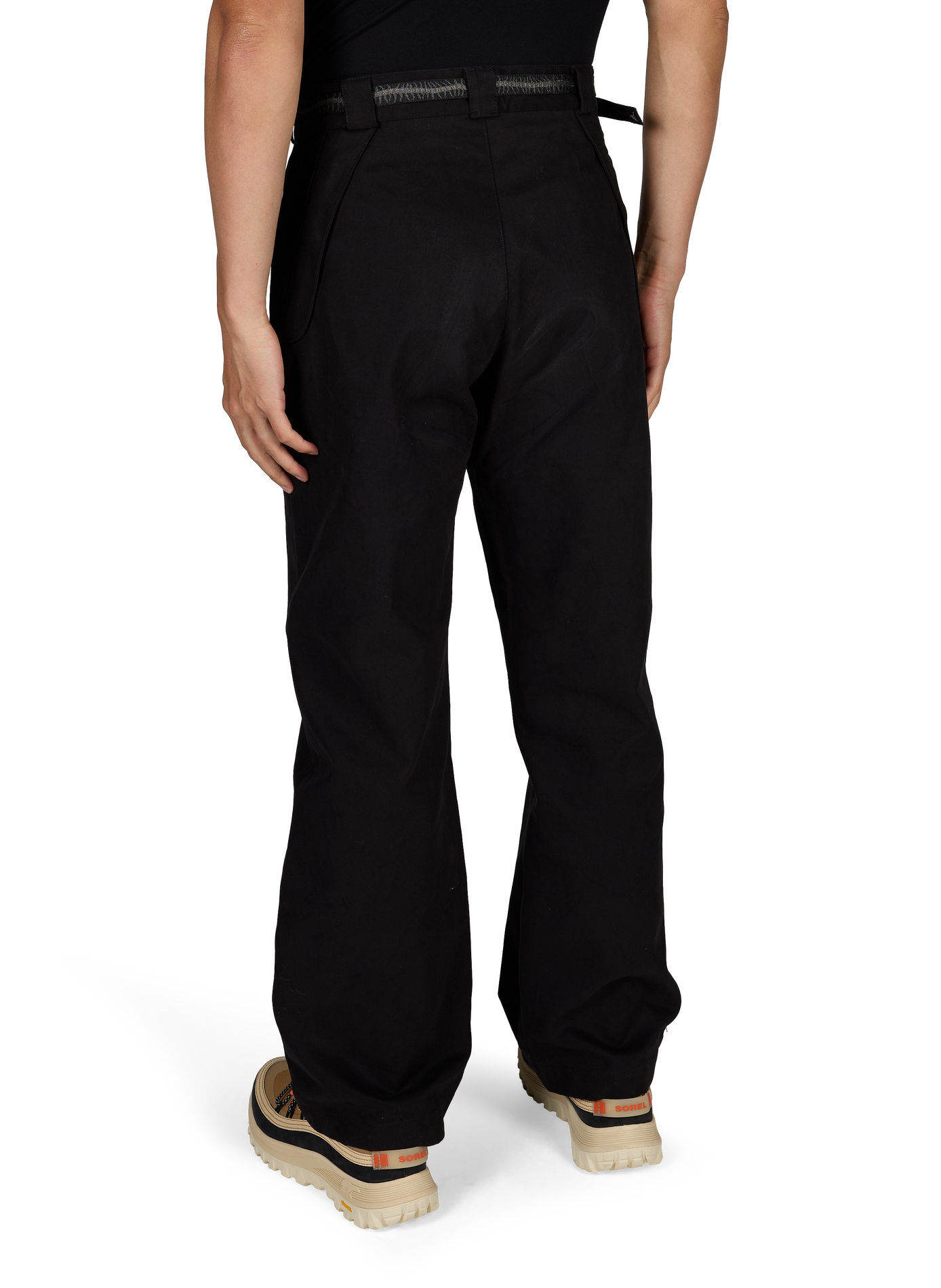 Gerade geschnittene Hose aus Baumwolle mit gesticktem Logo ROA Schwarz