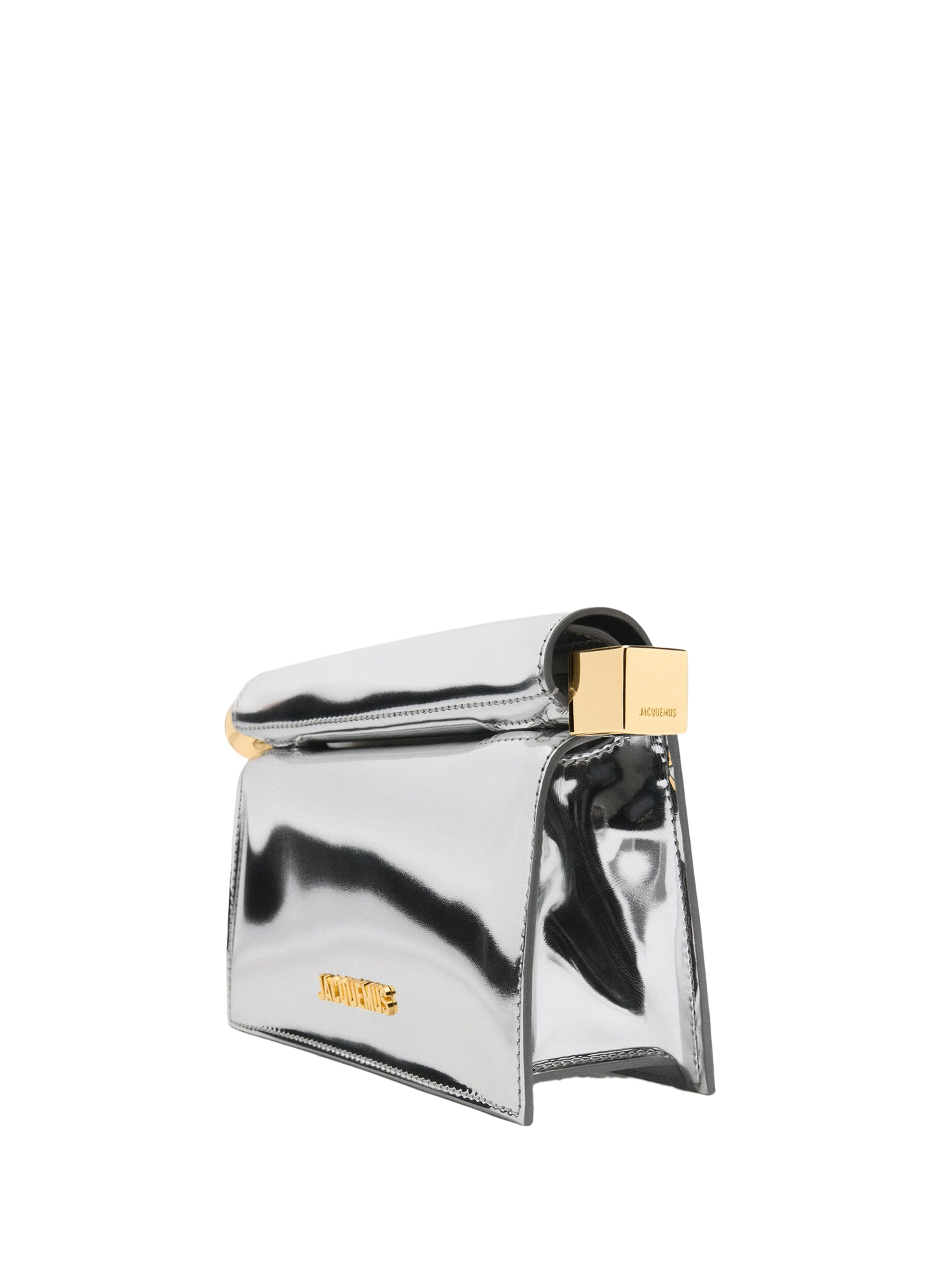 La petite pochette Rond Carré métallisée JACQUEMUS Silver