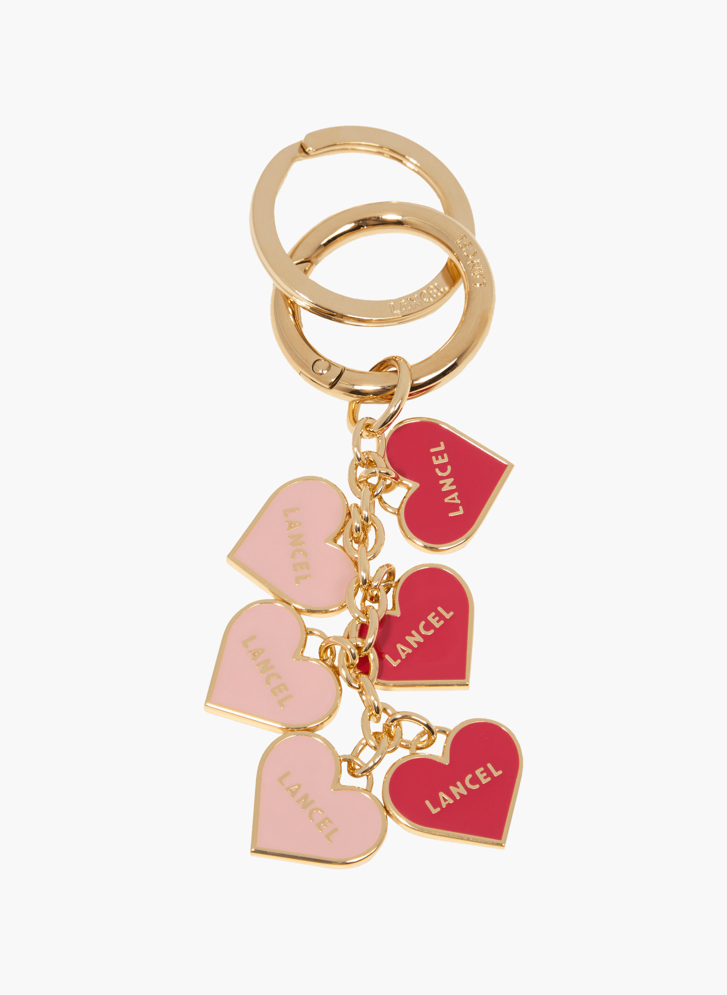 Sleutelhanger met meerdere hartbedels van Lancel in metaal LANCEL Roze