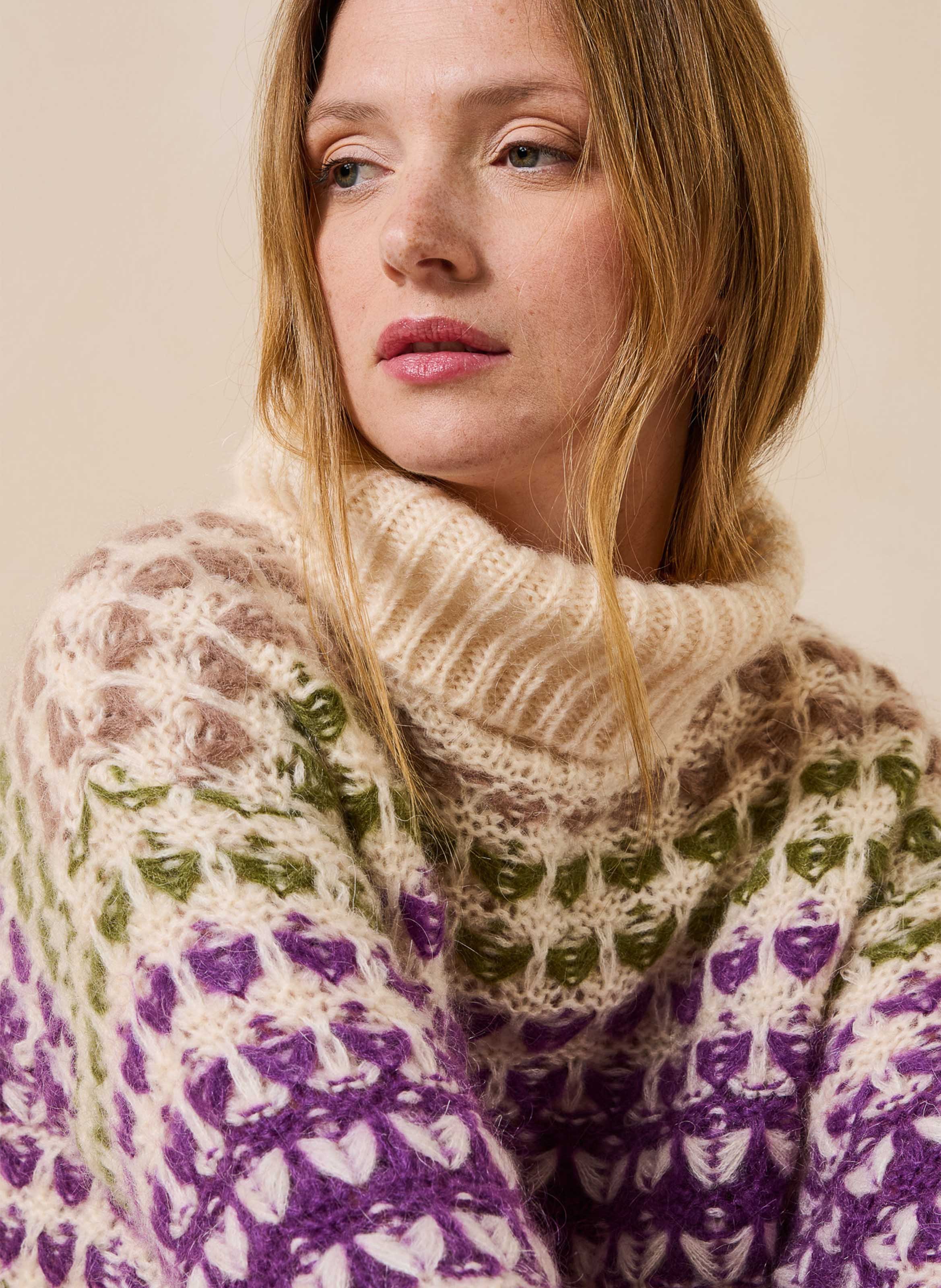 Oversized gebreide trui met opstaande kraag LA FEE MARABOUTEE Veelkleurig