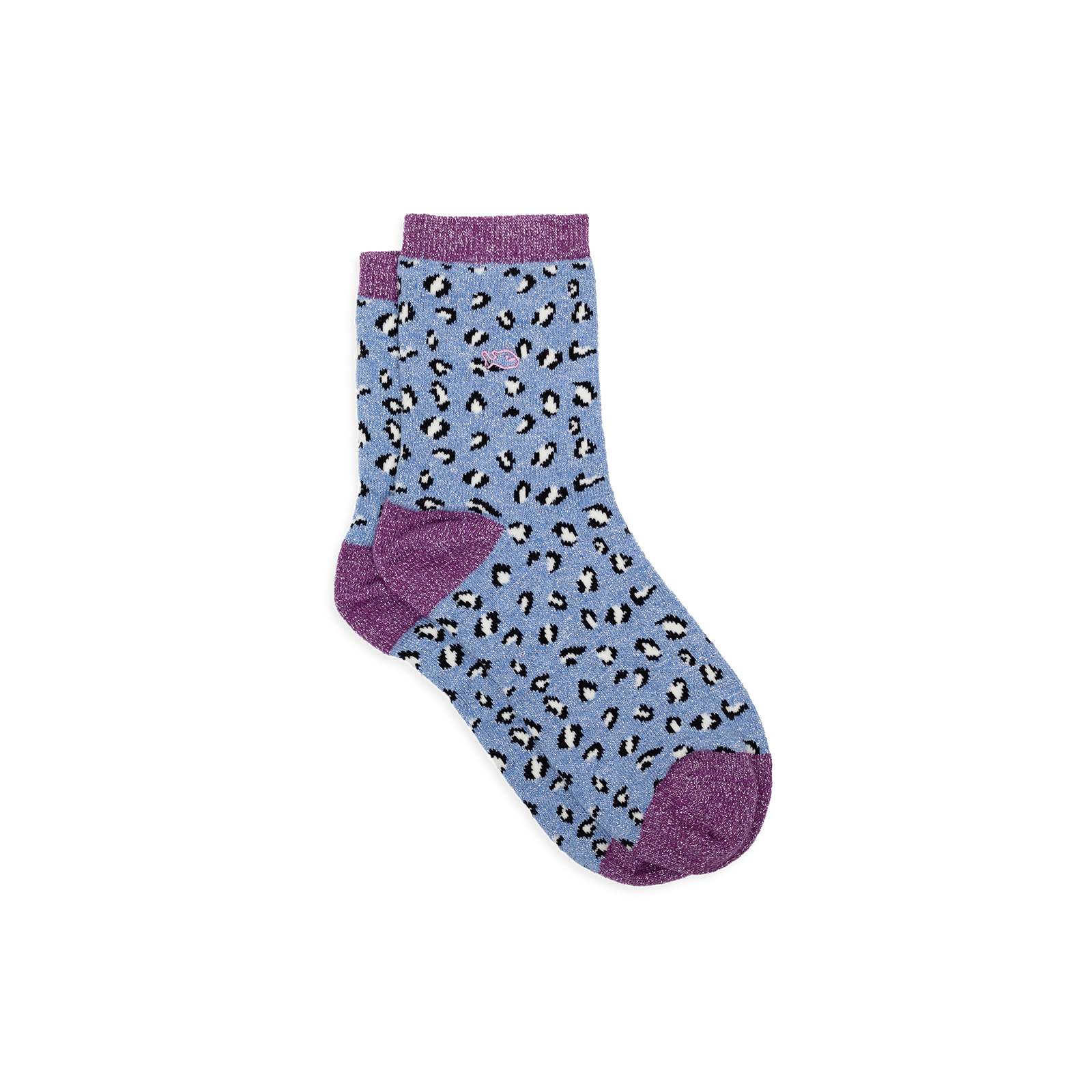 Chaussettes en coton peigné léopard  Bleu et violet