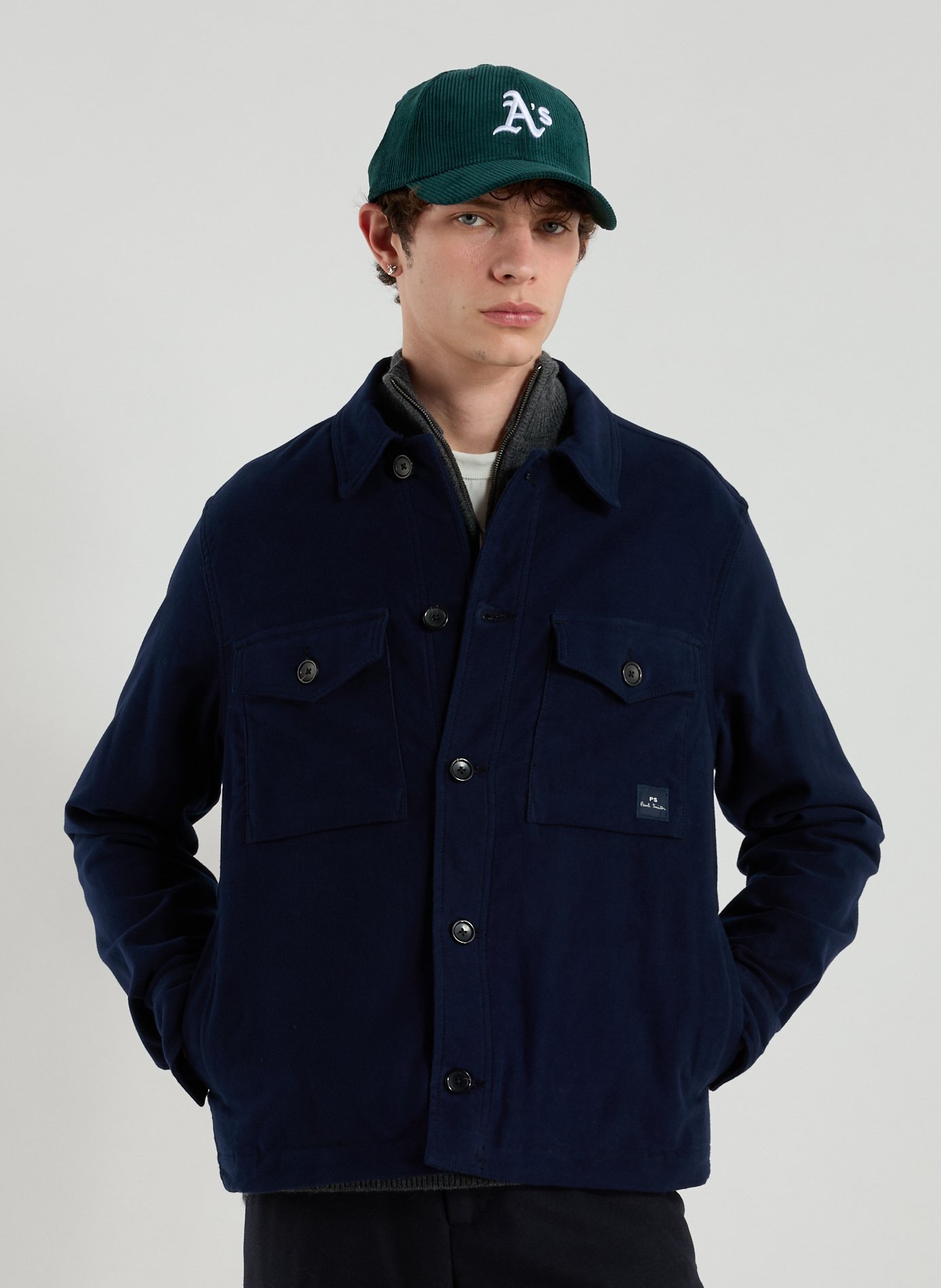 PAUL SMITH Cotton-blend overshirt Blue