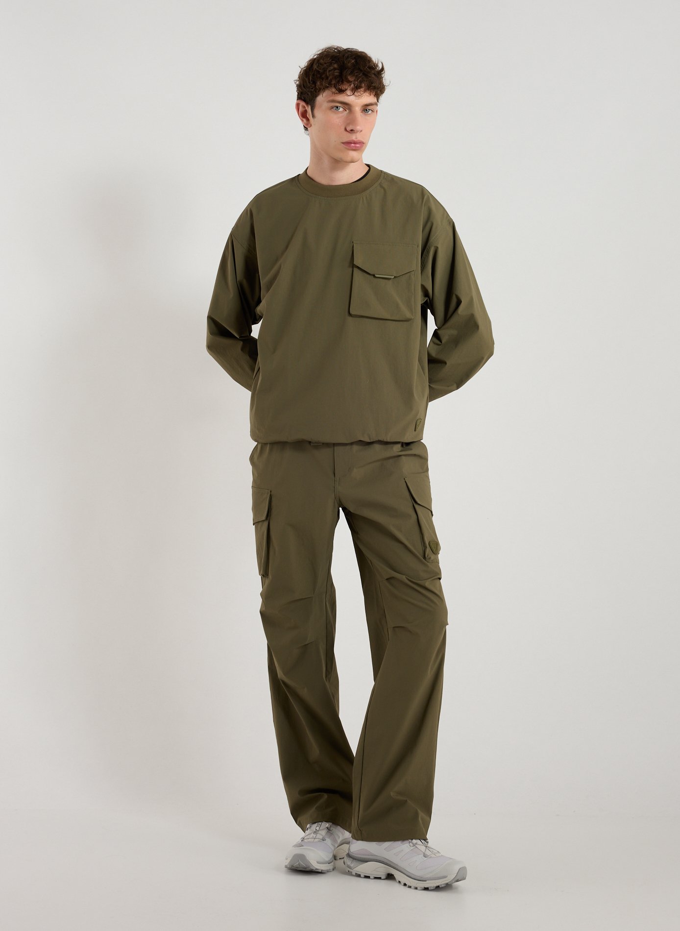 T-shirt col rond à manches longues GERTRUDE ET GASTON Kaki