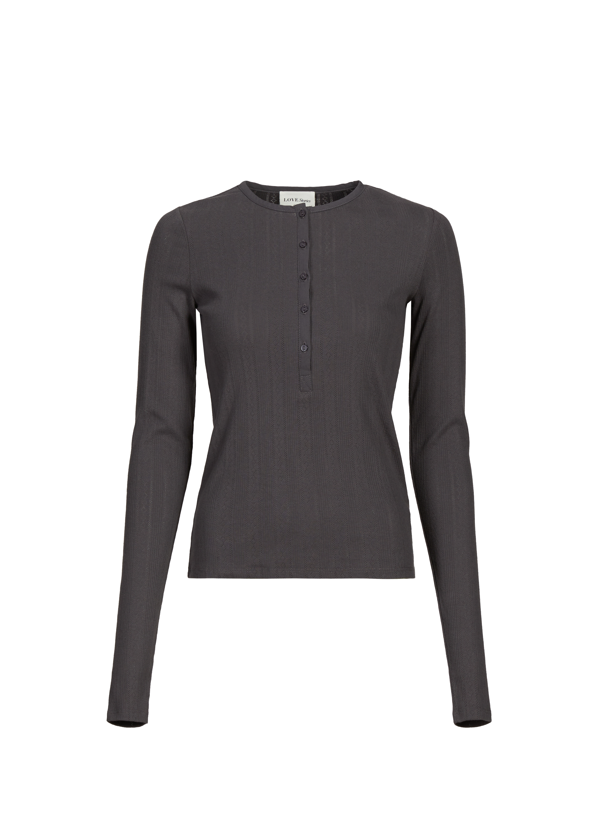 LOVE STORIES Top ajusté Hudson col rond en coton mélangé Grey