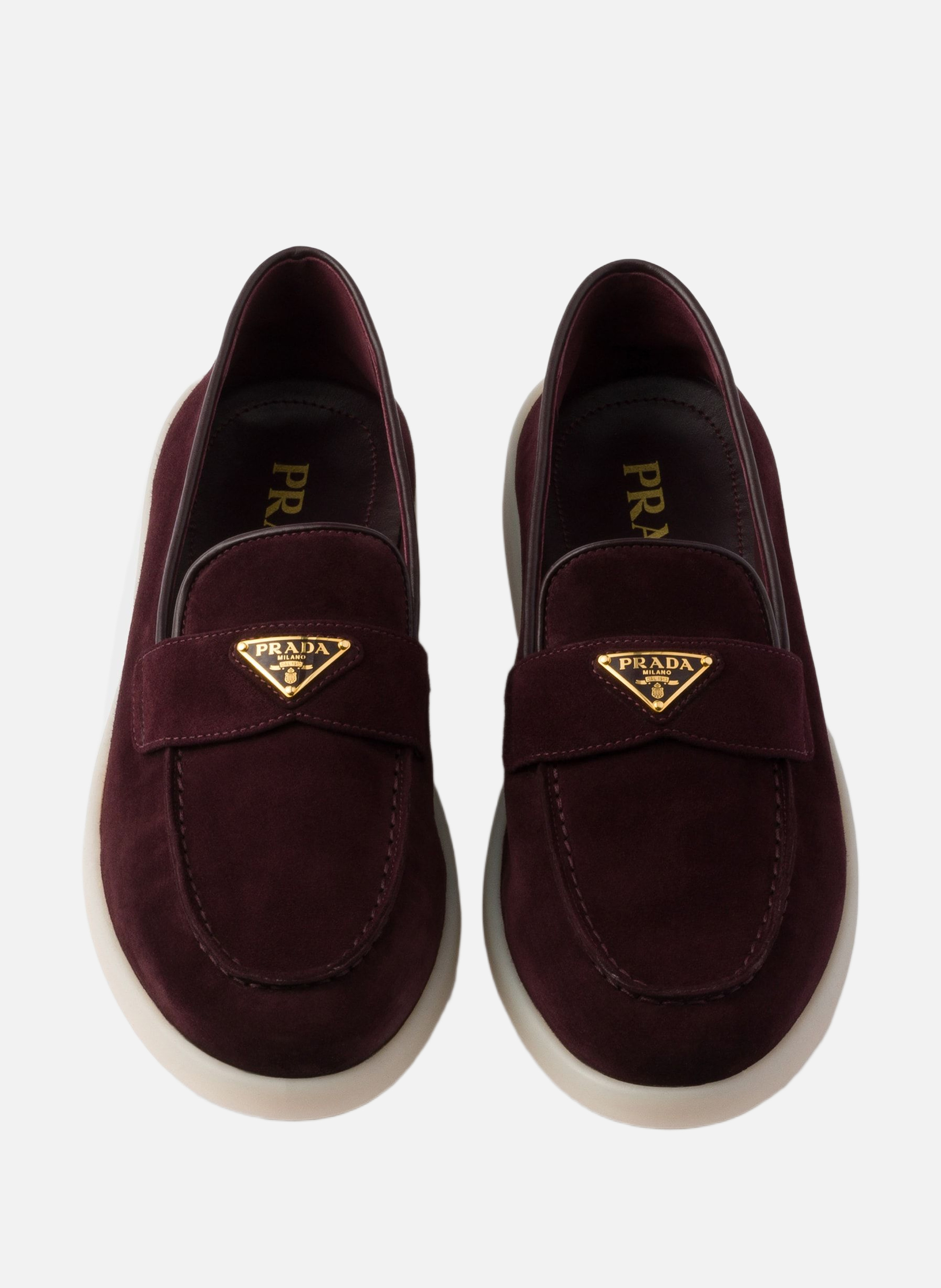 Mocassins en cuir suédé PRADA Rouge