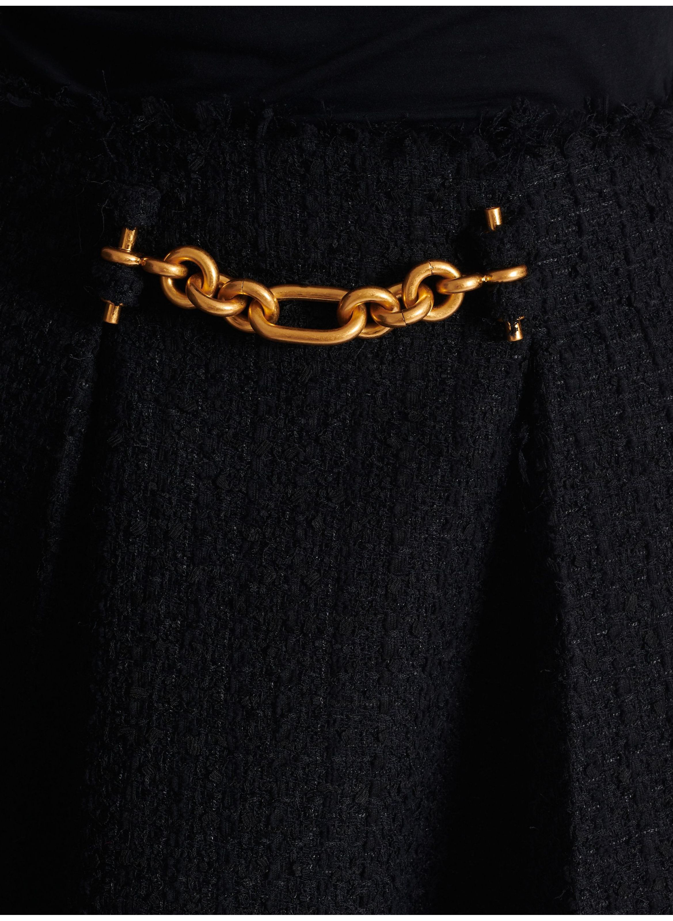 Jupe patineuse en tweed plissé BALMAIN Noir