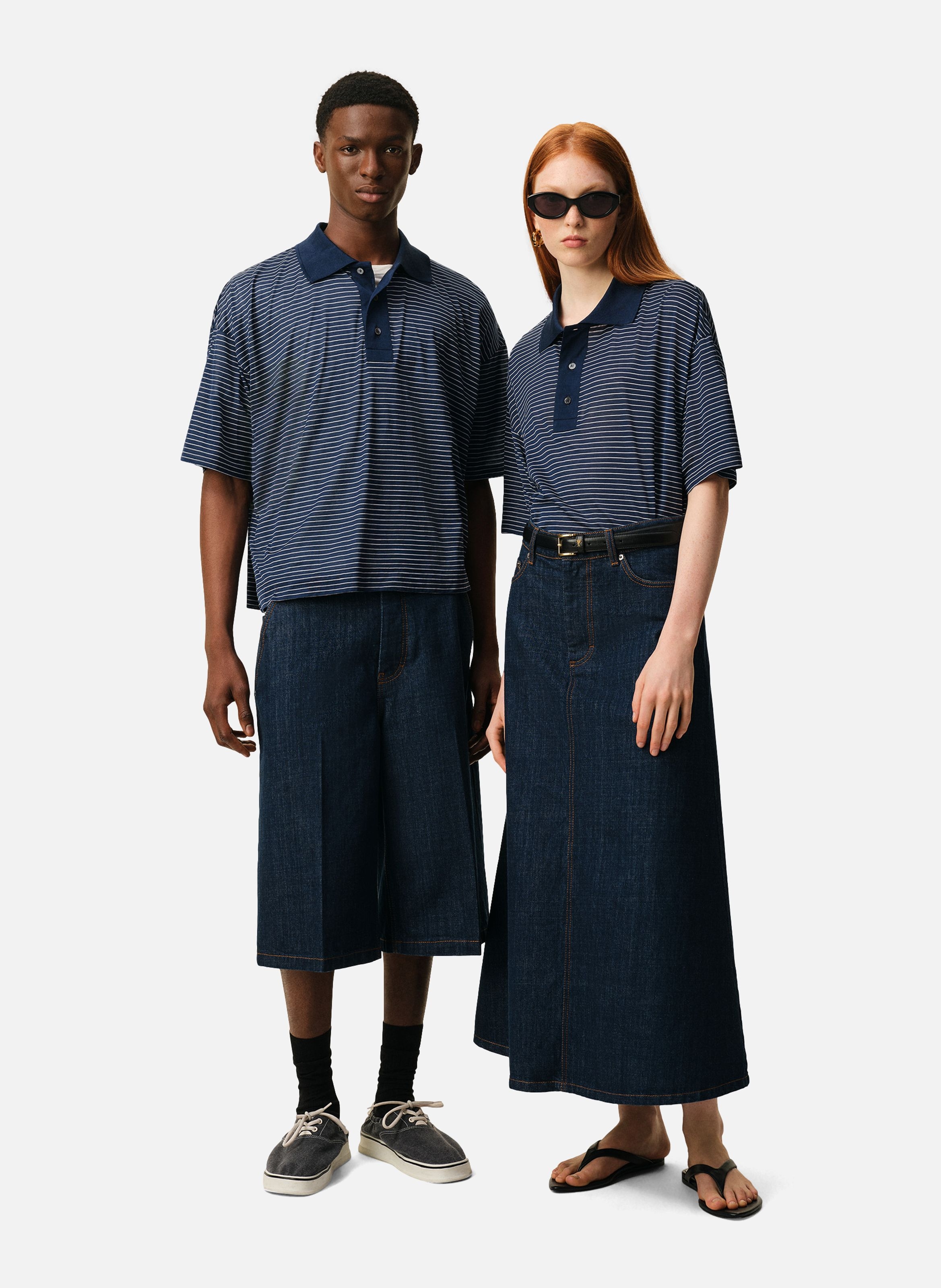 Polo rayé ami de coeur en coton unisexe AMI PARIS Bleu