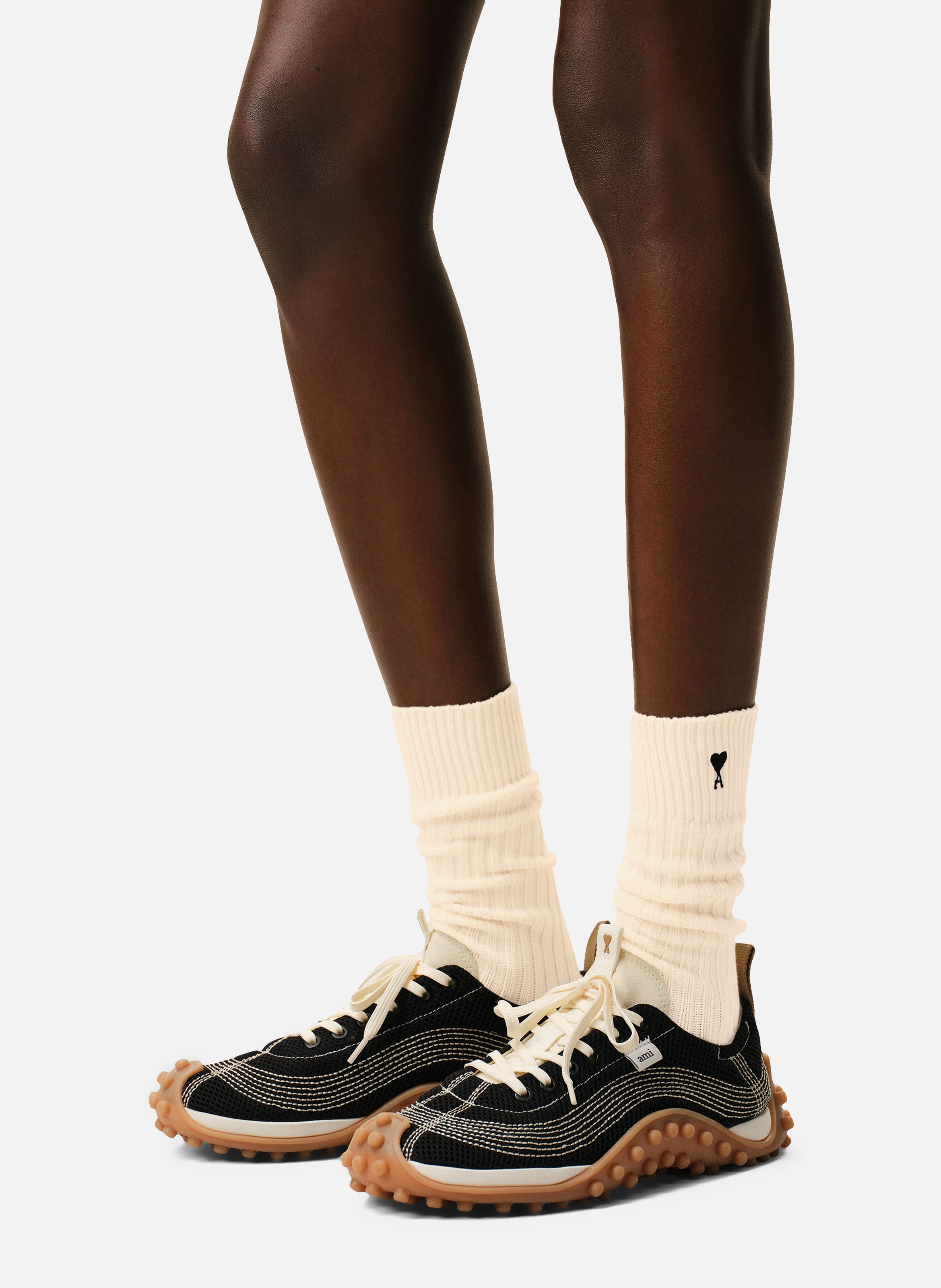 Pack Trois Chaussettes Ami De Coeur Noir unisexes AMI PARIS Blanc