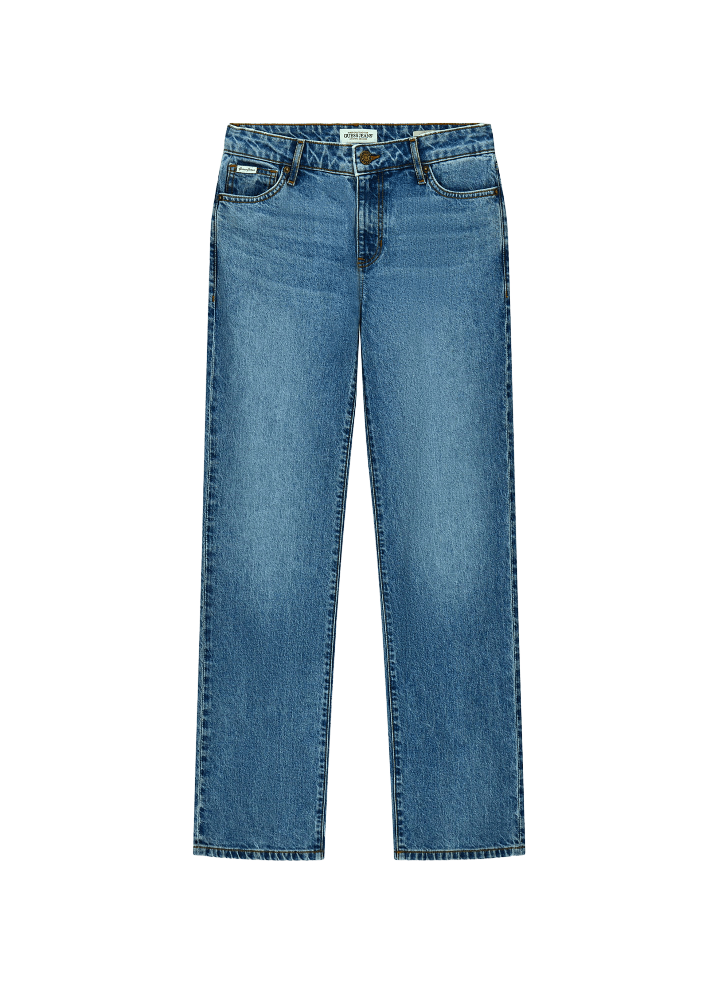 Jean droit en coton mélangé GUESS Bleu