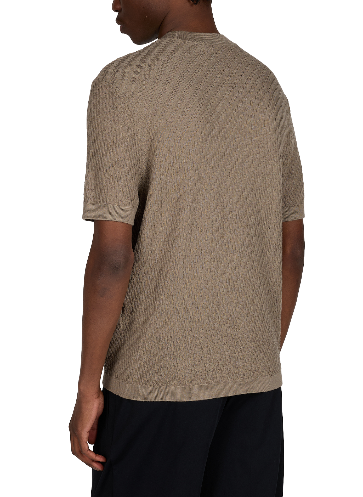 Round neck T-shirt in virgin wool EMPORIO ARMANI Beige