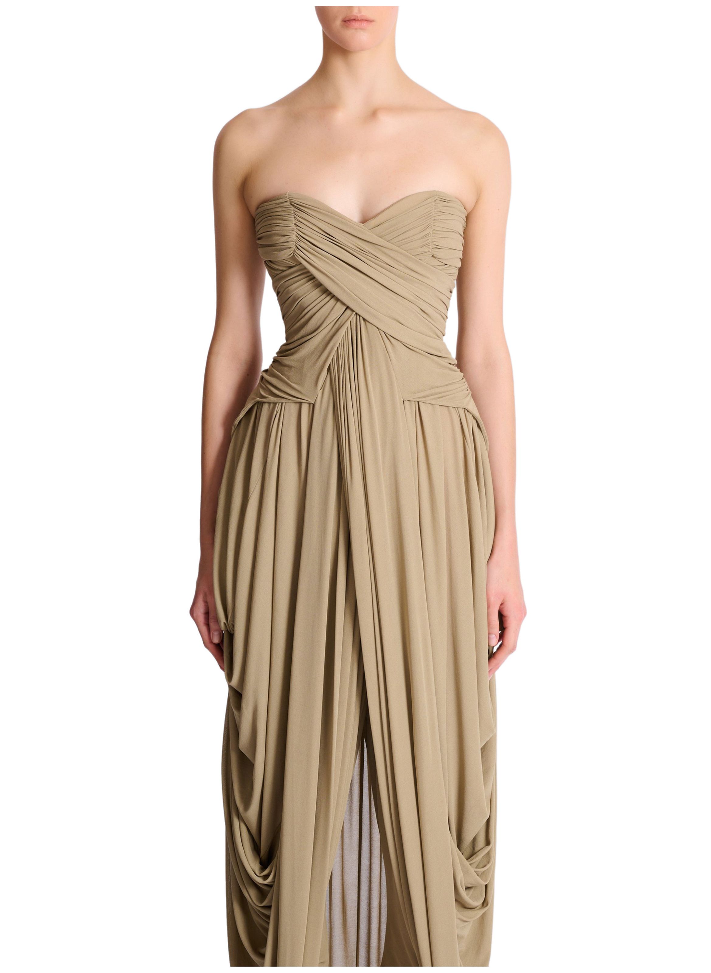 Combinaison bustier drapée BALMAIN Beige