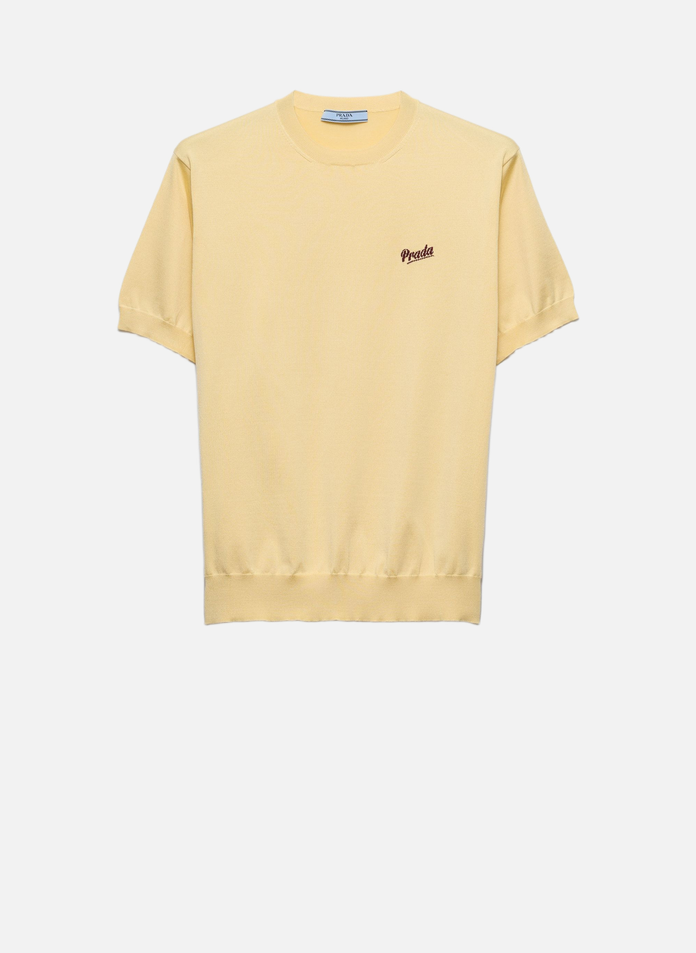 Pull à col rond en soie PRADA Jaune