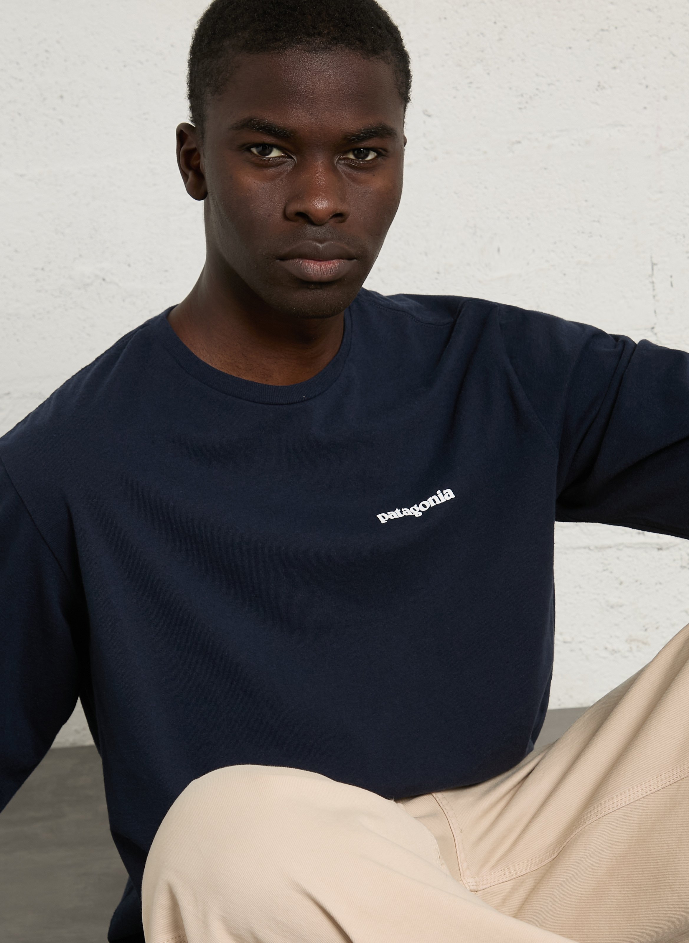 Tee-shirt col rond regular-fit sérigraphié en coton recyclé mélangé PATAGONIA Bleu