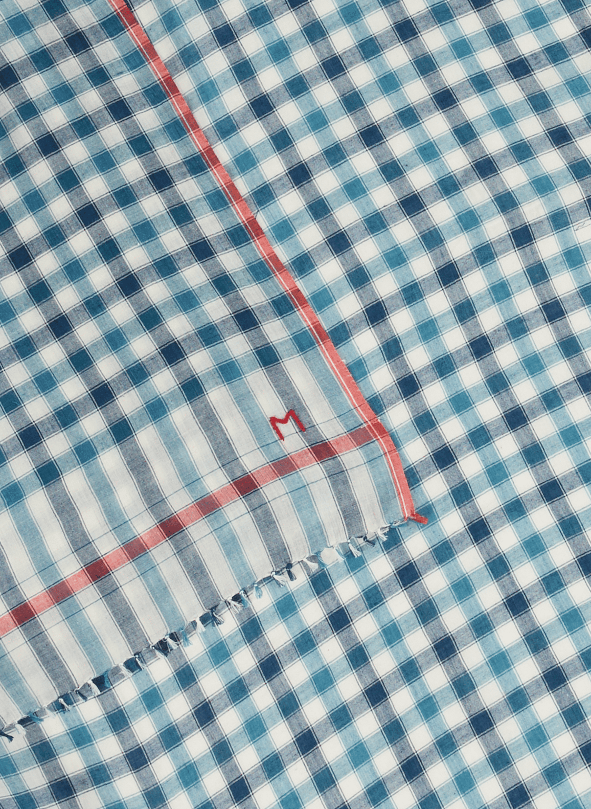 Foulard Rossignol à carreaux en coton MOISMONT Bleu