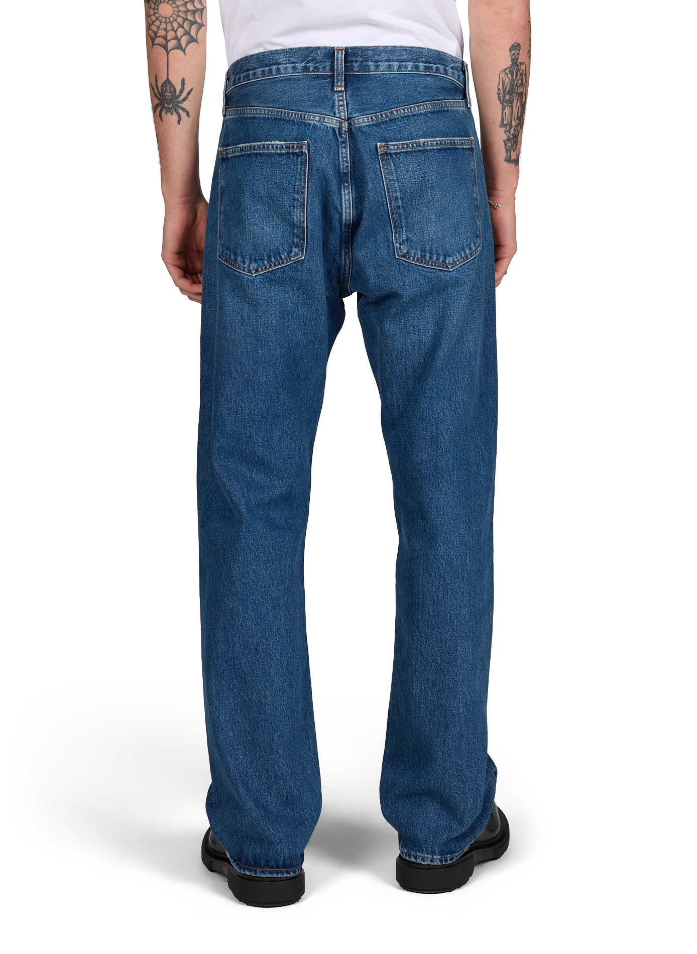 Jean droit en coton Bleu