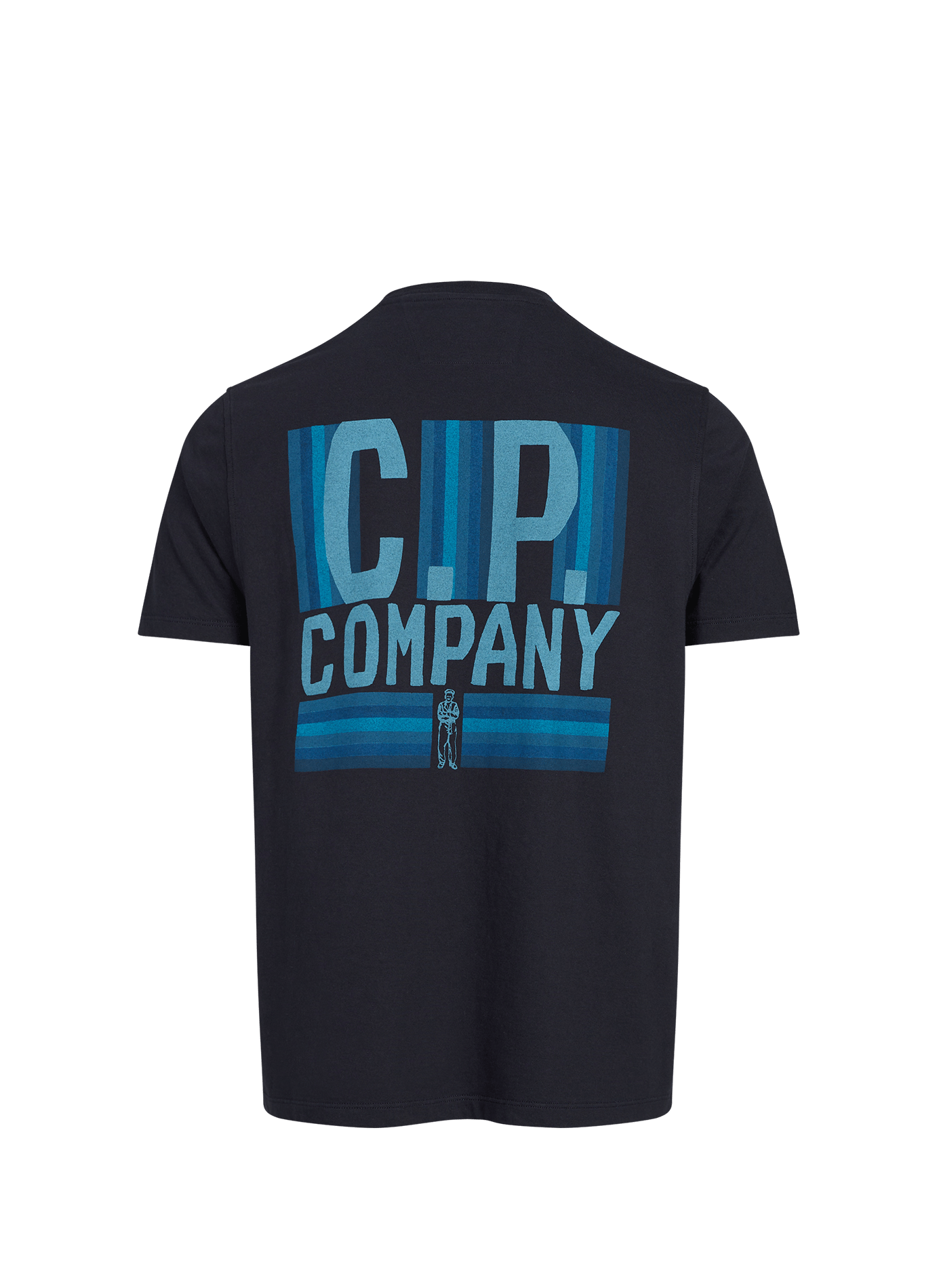 Round neck printed cotton T-shirt CP COMPANY Blue