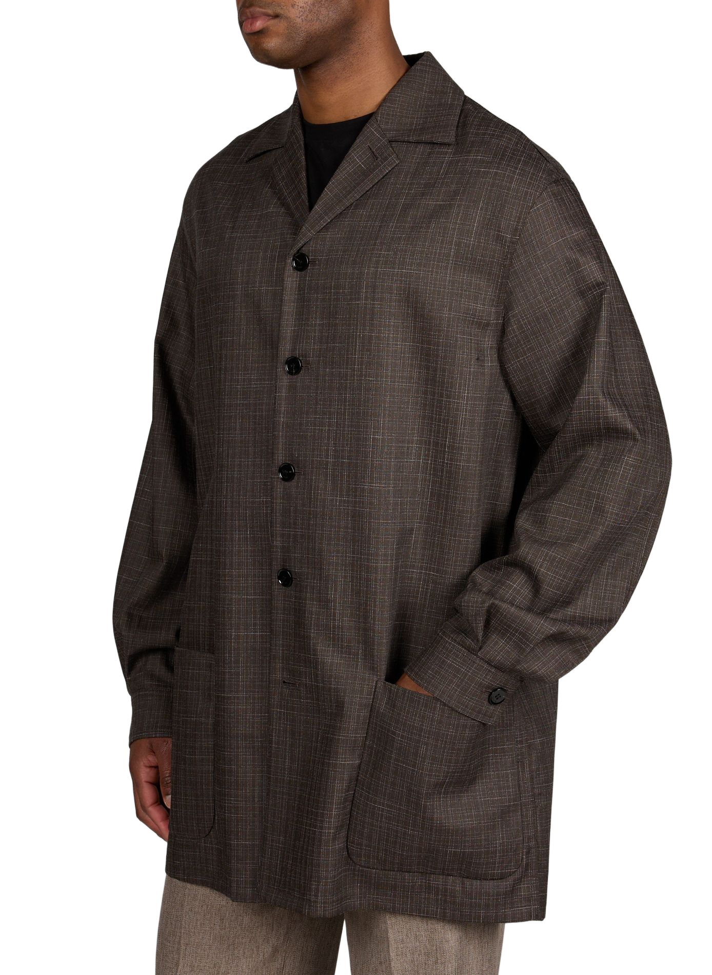 Oversize Nottingham Hemd aus Wolle und Baumwollmischung LACOSTE Braun