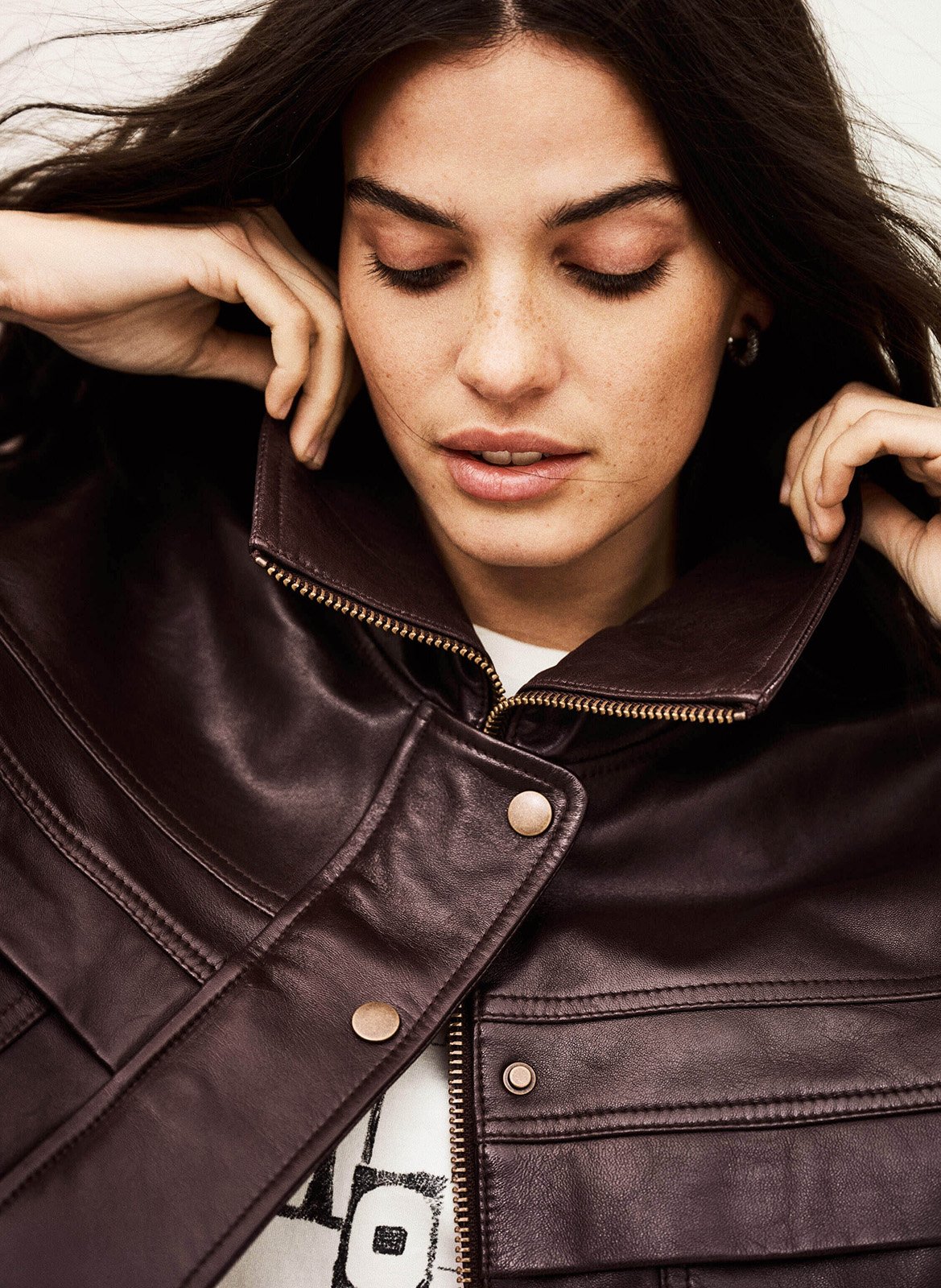 Veste en cuir cintrée à col montant kassia BA&SH Rouge