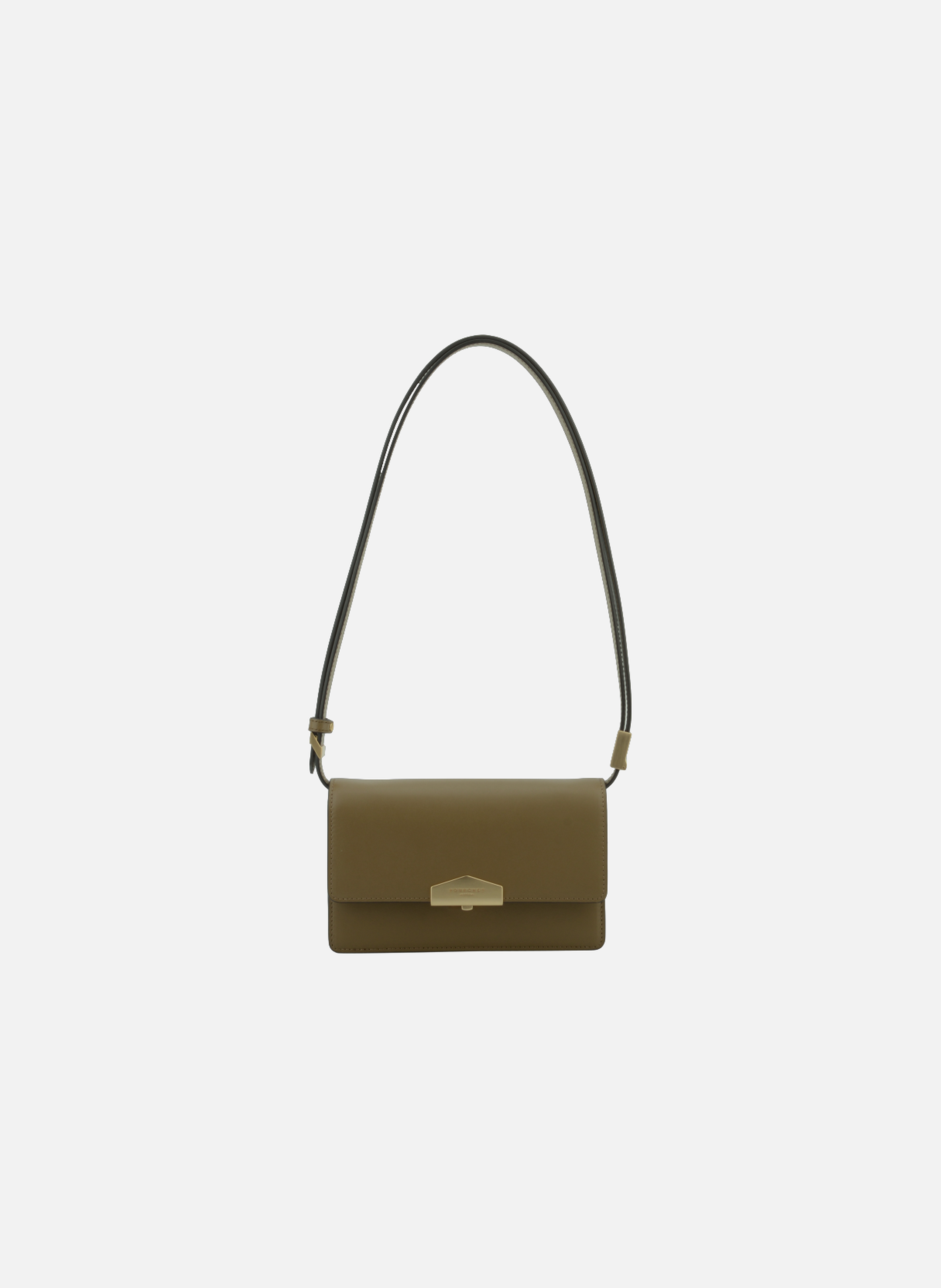 Anjou | sac porté épaule pm en cuir lisse POURCHET Kaki