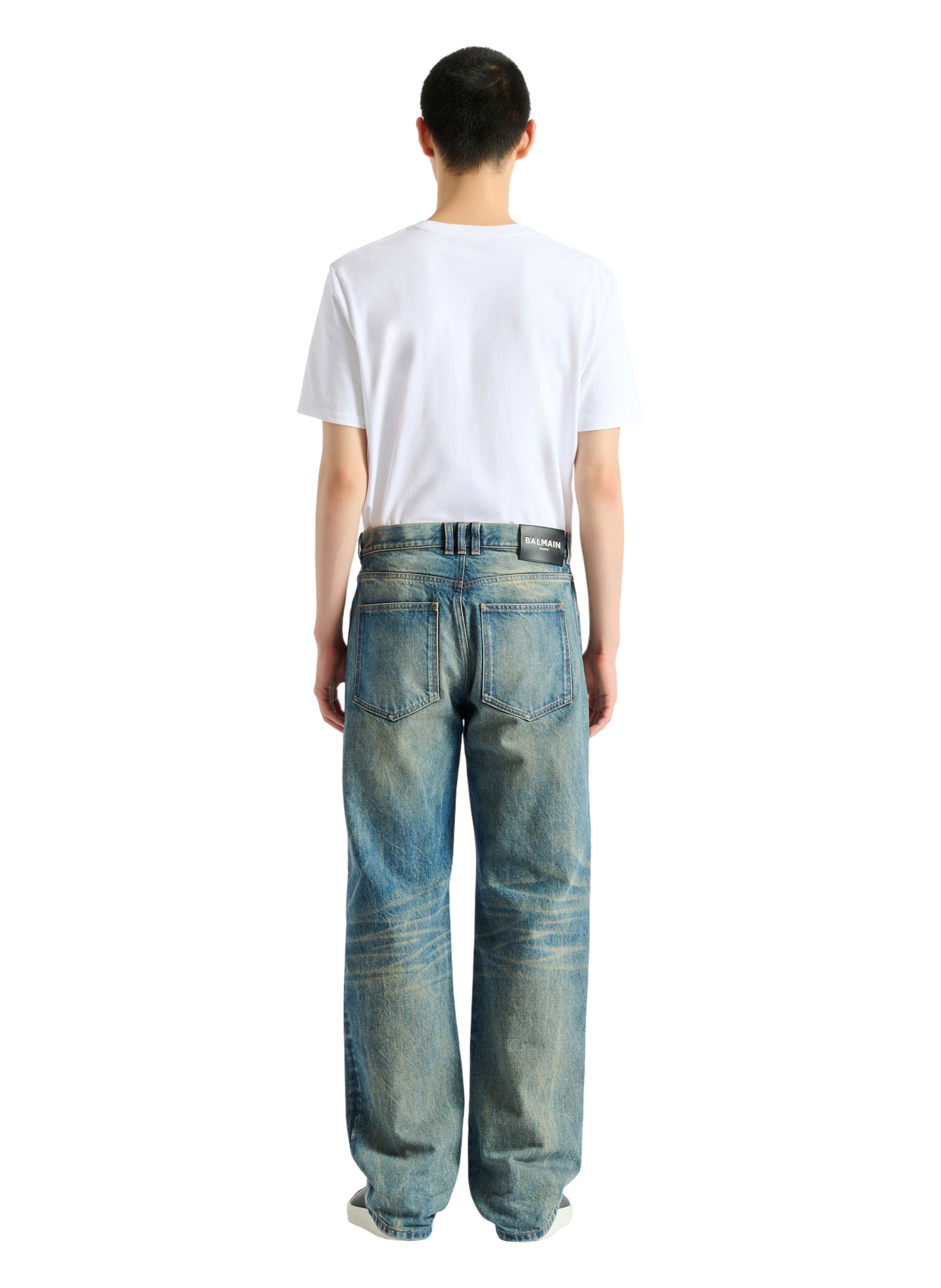 Jean loose en denim délavé vintage blue BALMAIN Bleu