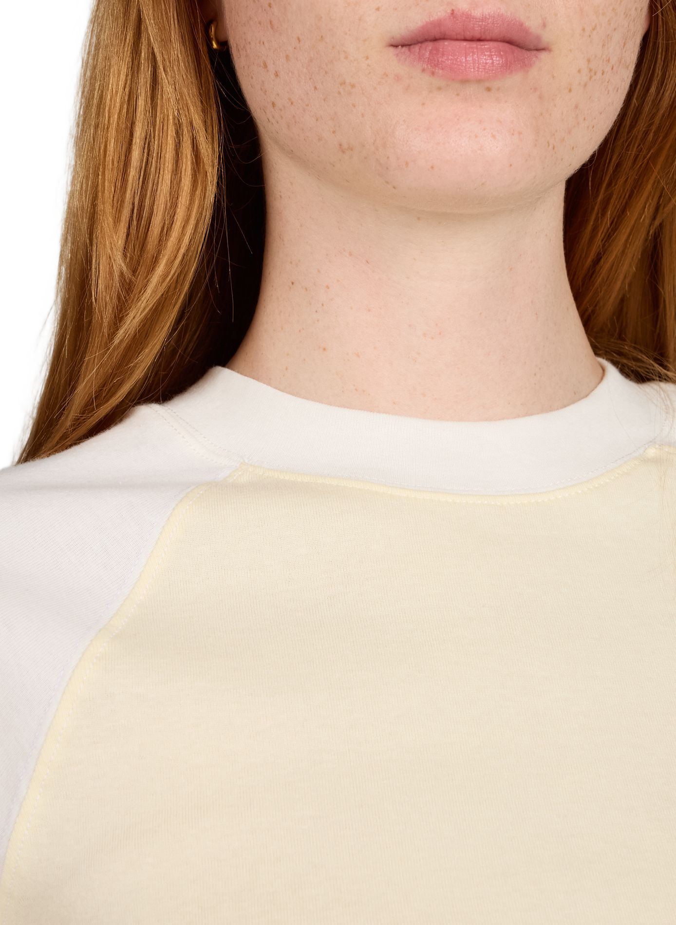Zweifarbiges T-Shirt Emilie aus Baumwollmischung TOPSHOP Beige