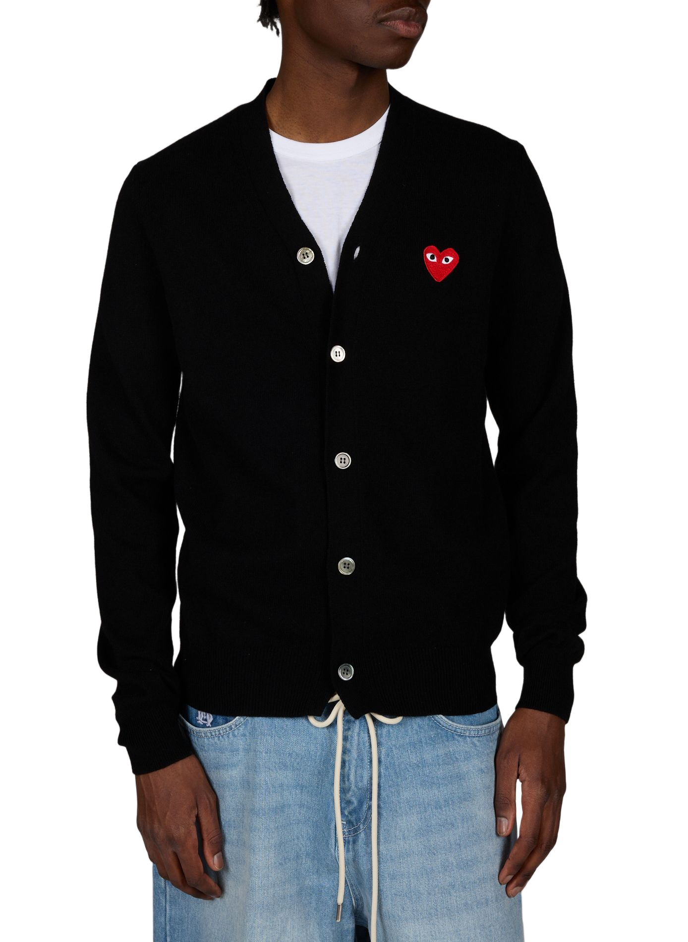 Heart patch wool cardigan COMME DES GARCONS PLAY Black