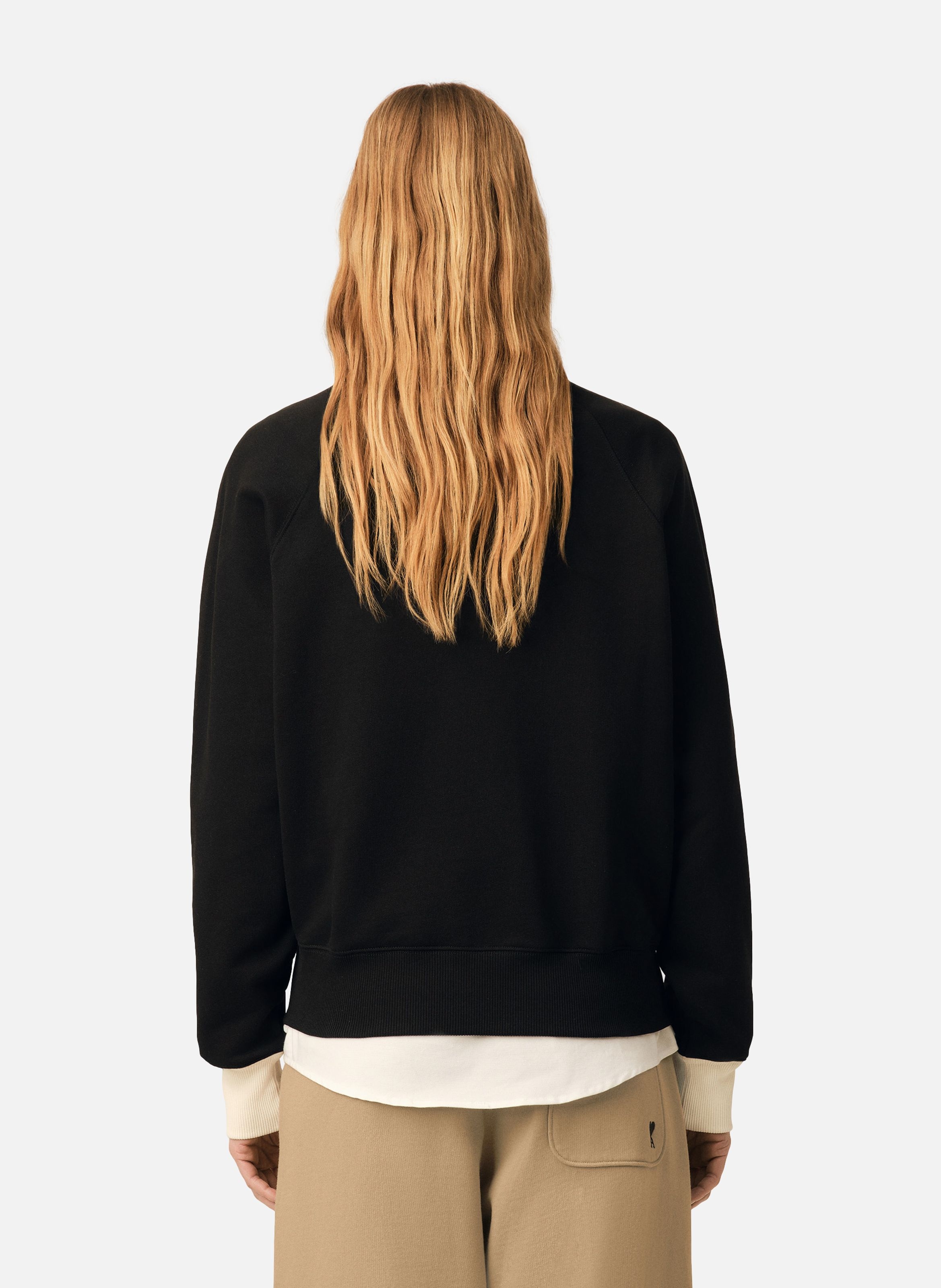 Sweatshirt zippé unisexe en coton ami de coeur AMI PARIS Noir