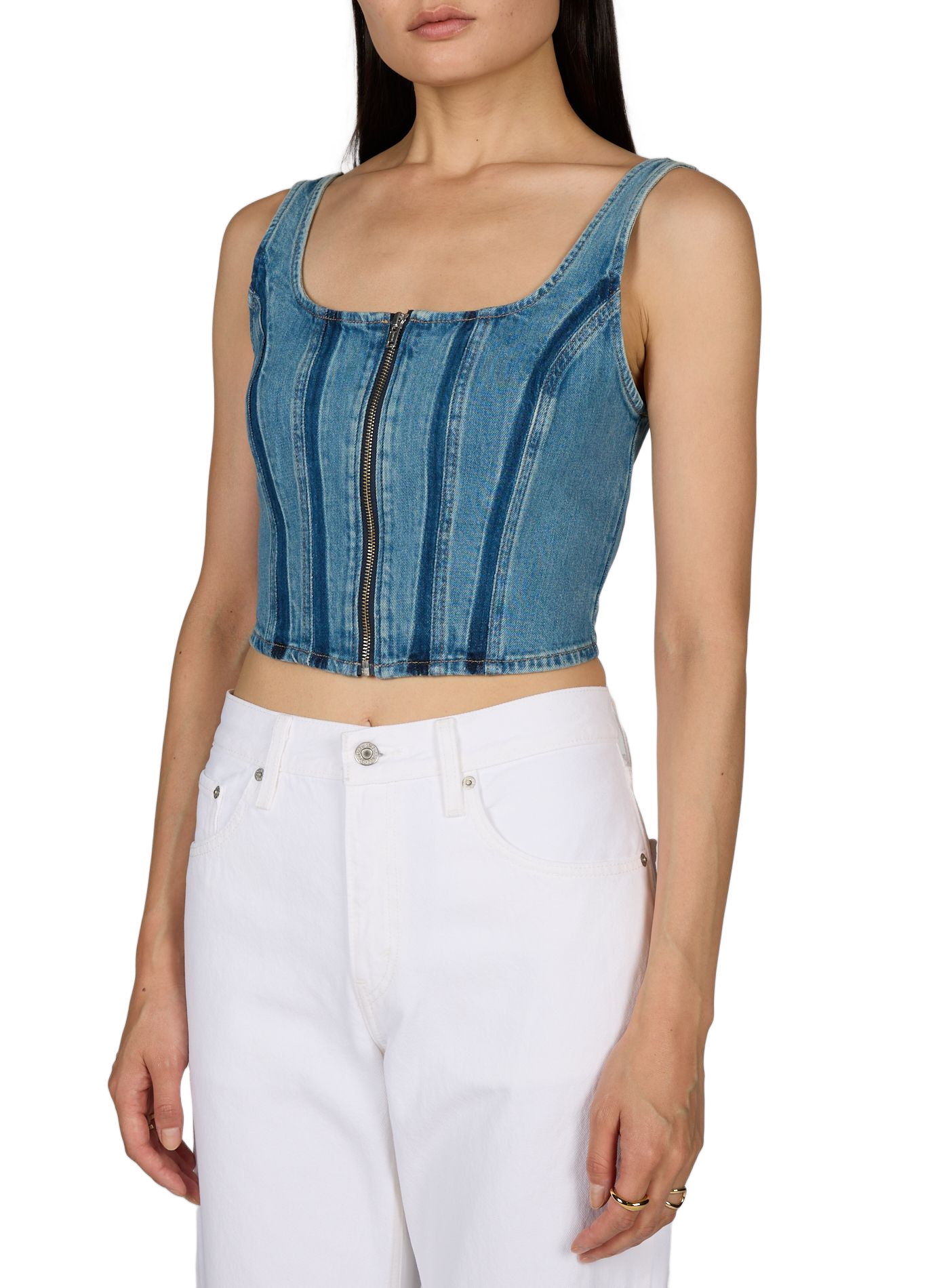 Bustier denim avec zip avant en coton mélangé LEVI'S Bleu