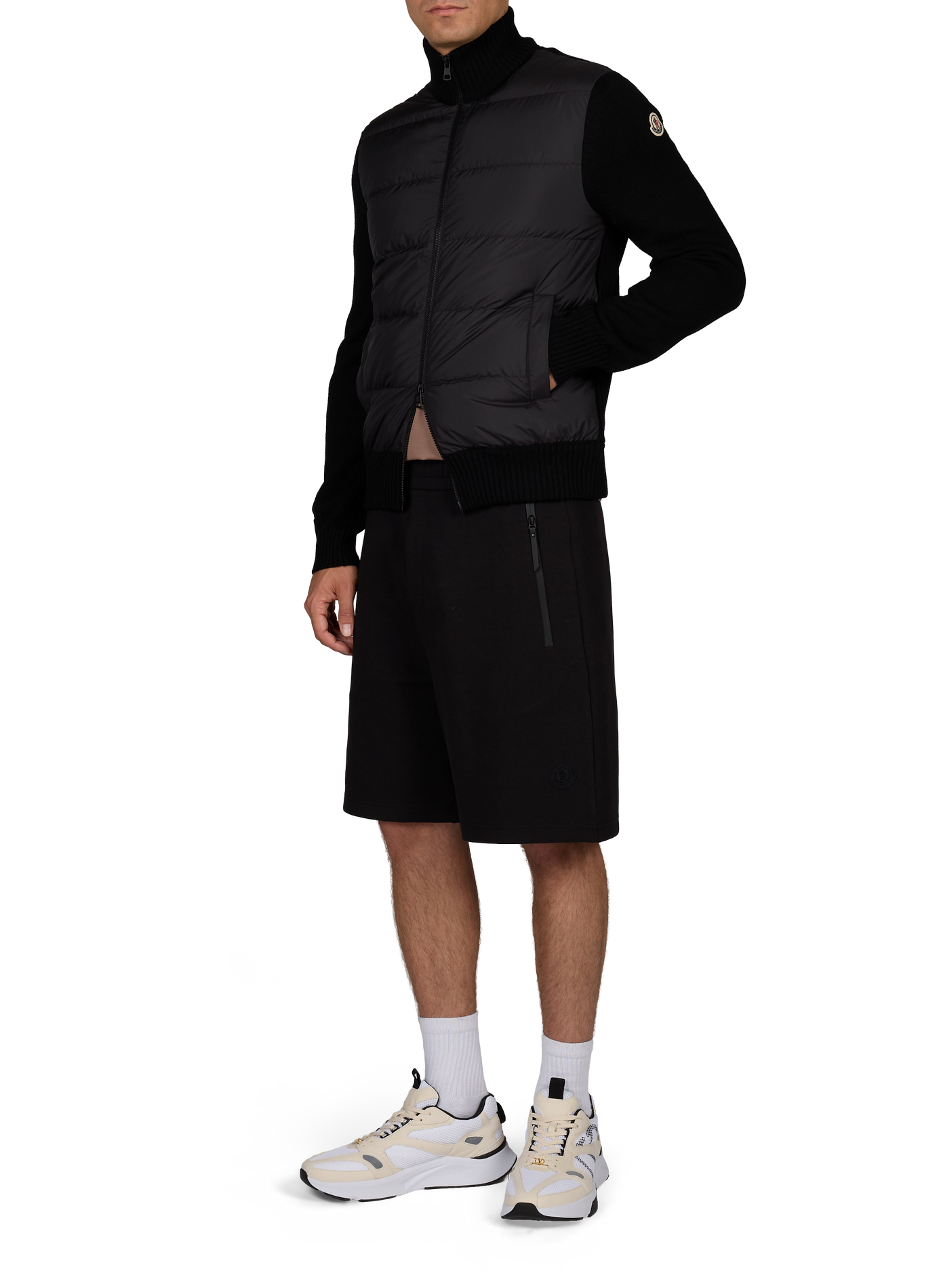 Jas met dubbel materiaal en opstaande kraag MONCLER Zwart