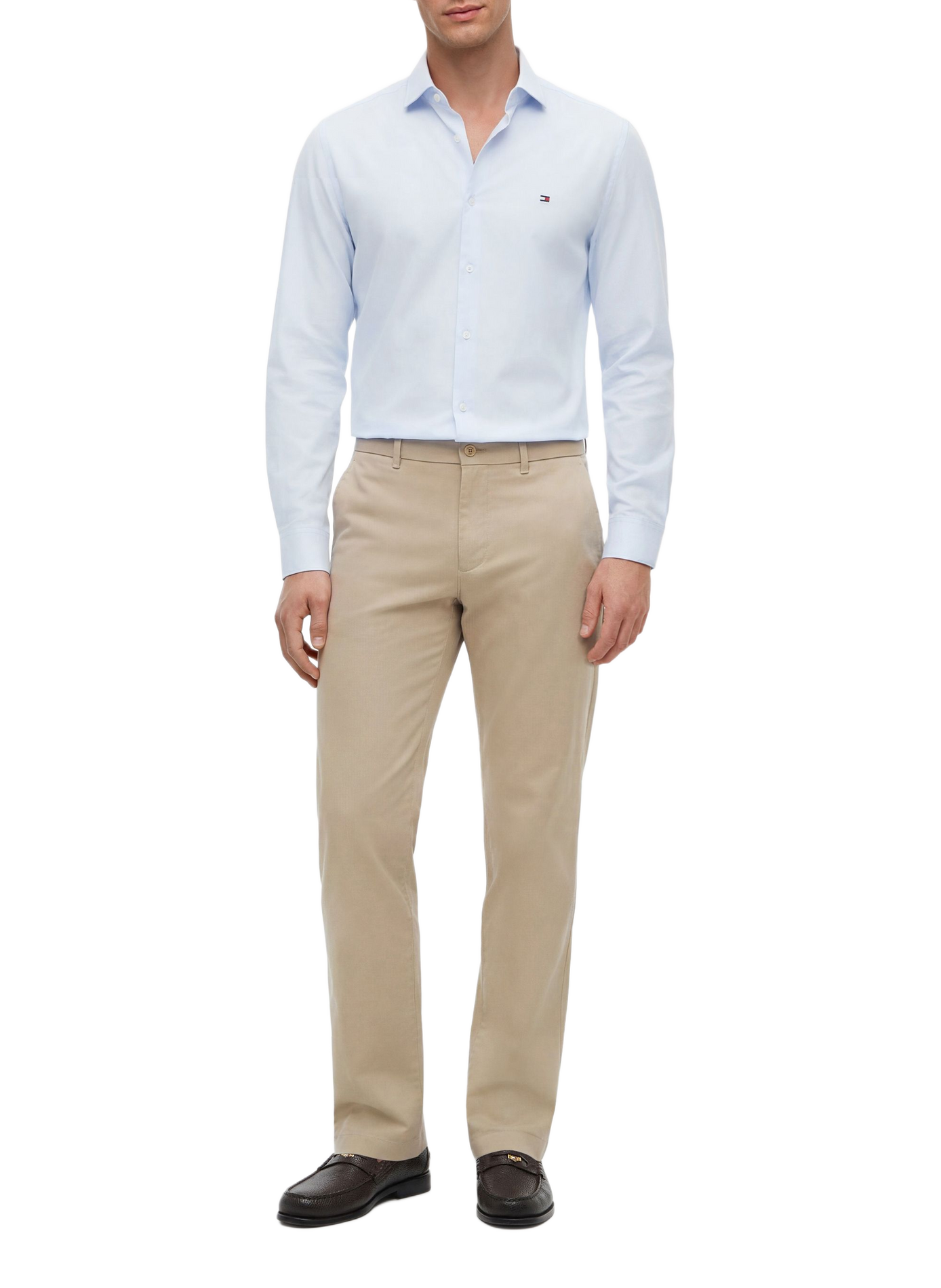 Straight classic collar shirt in blended cotton TOMMY HILFIGER Blue