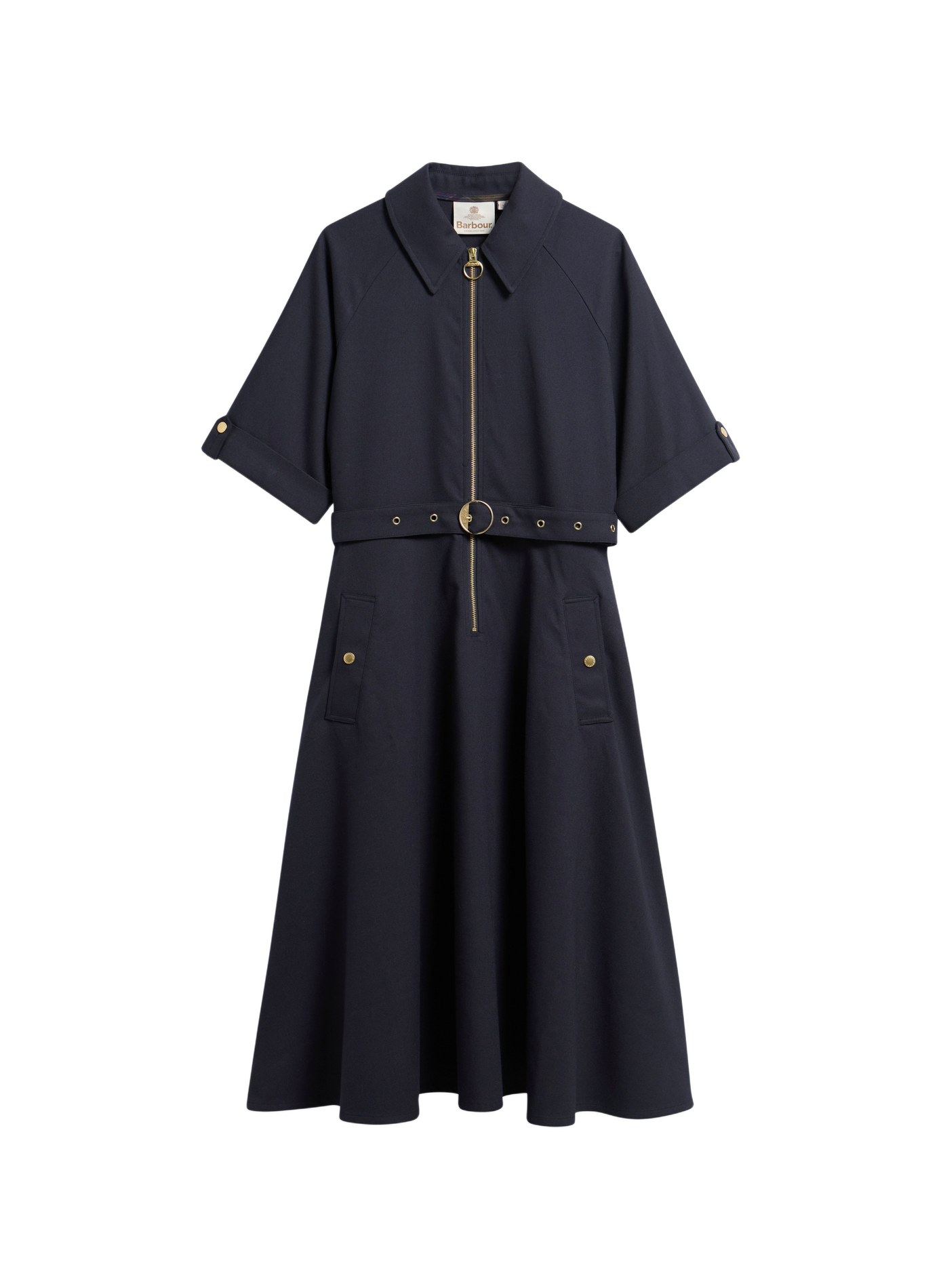 Midi-Kleid mit tailliertem Schnitt, klassischem Kragen und Reißverschluss BARBOUR Blau