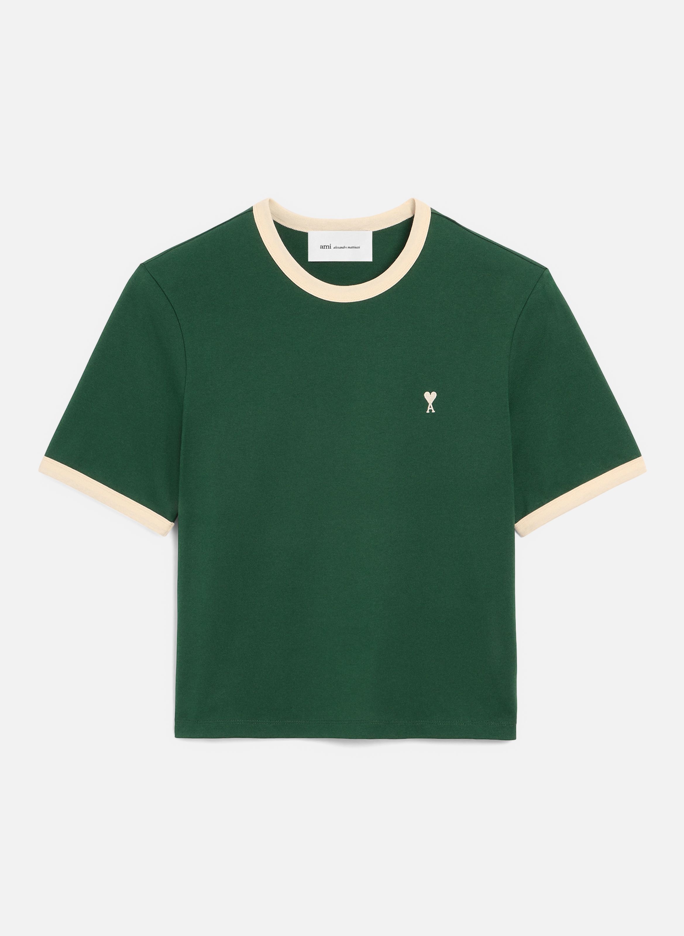 T-shirt contrasté en coton ami de coeur AMI PARIS Vert