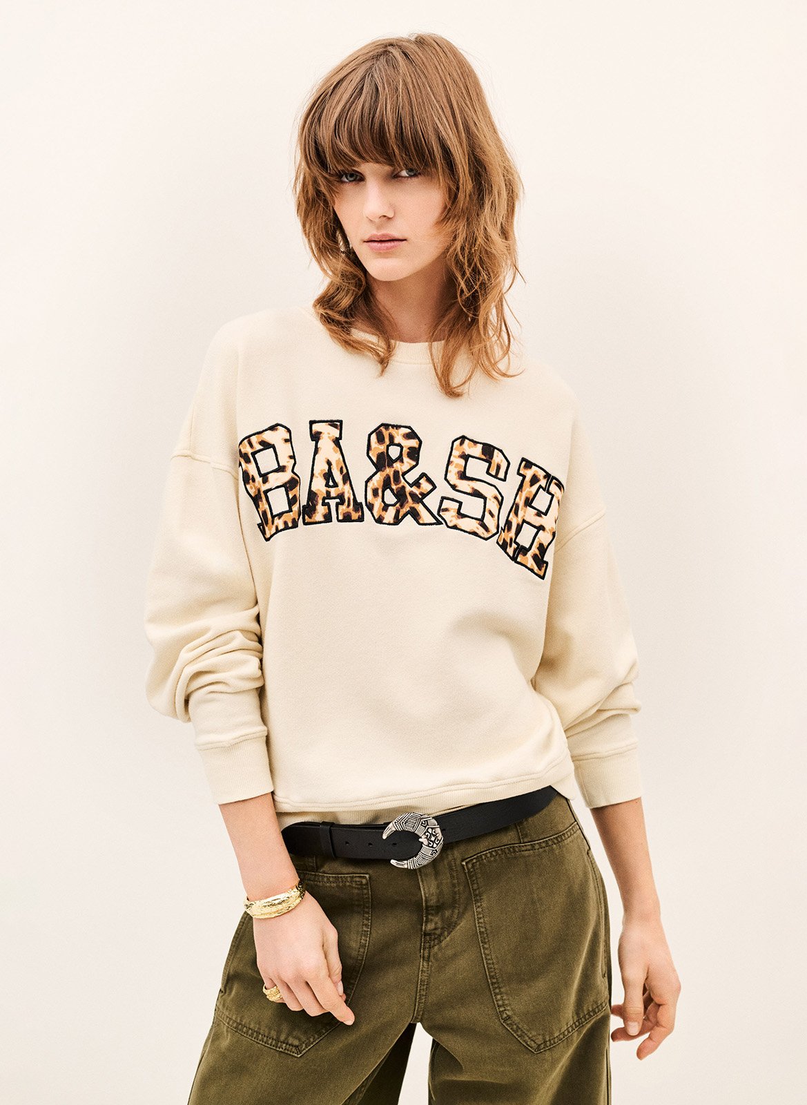 Sweat droit en coton mélangé brad BA&SH Beige
