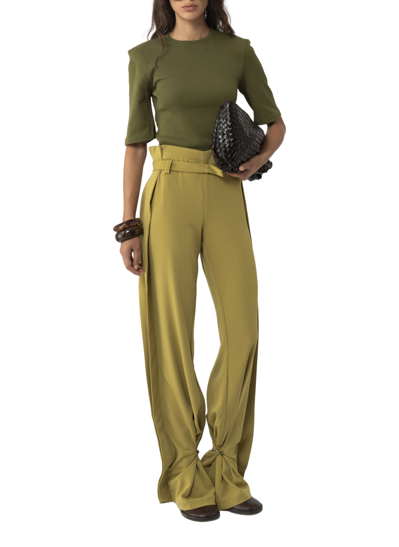Tee-shirt col rond en coton ARAKII Khaki