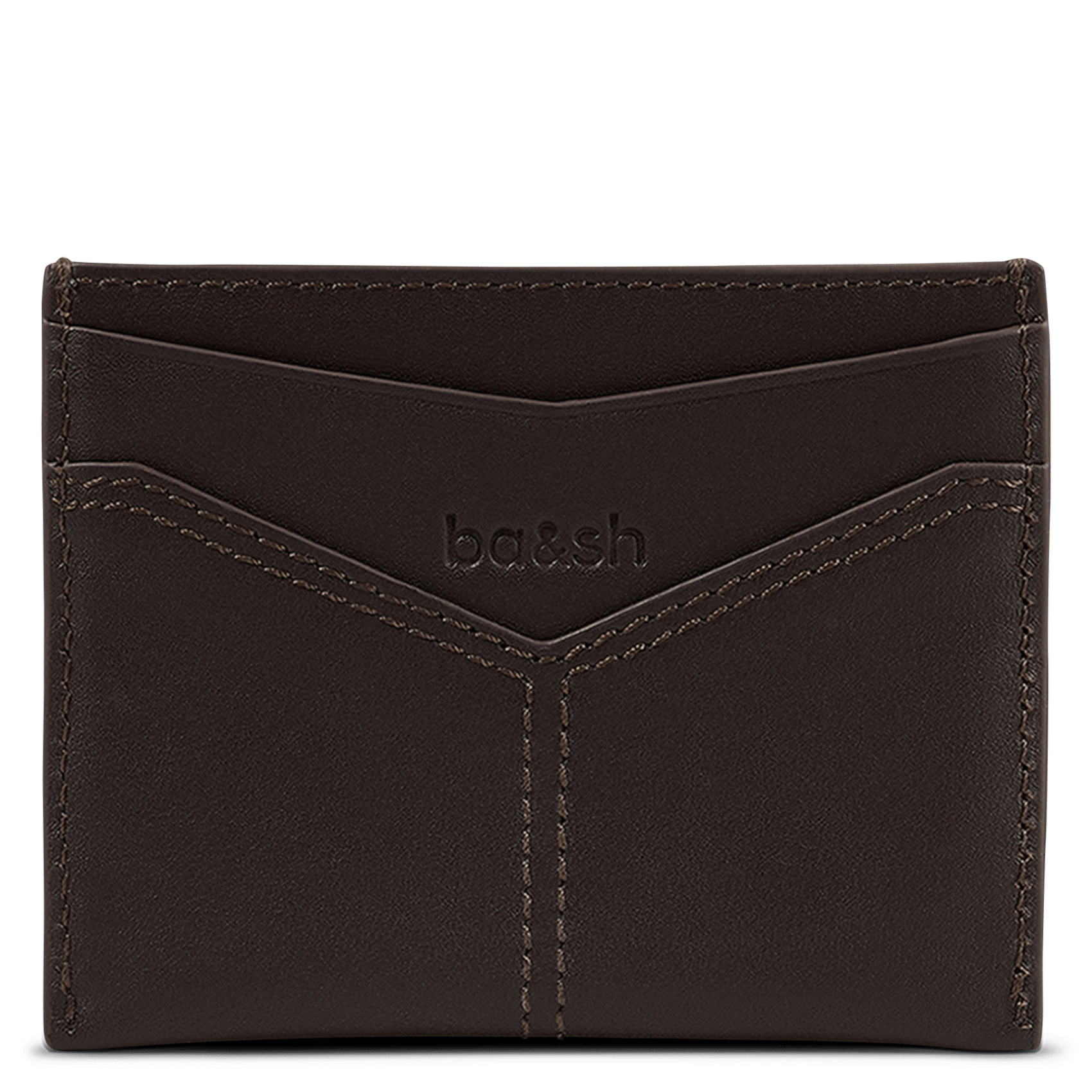 Porte-cartes uni en cuir BA&SH Marron
