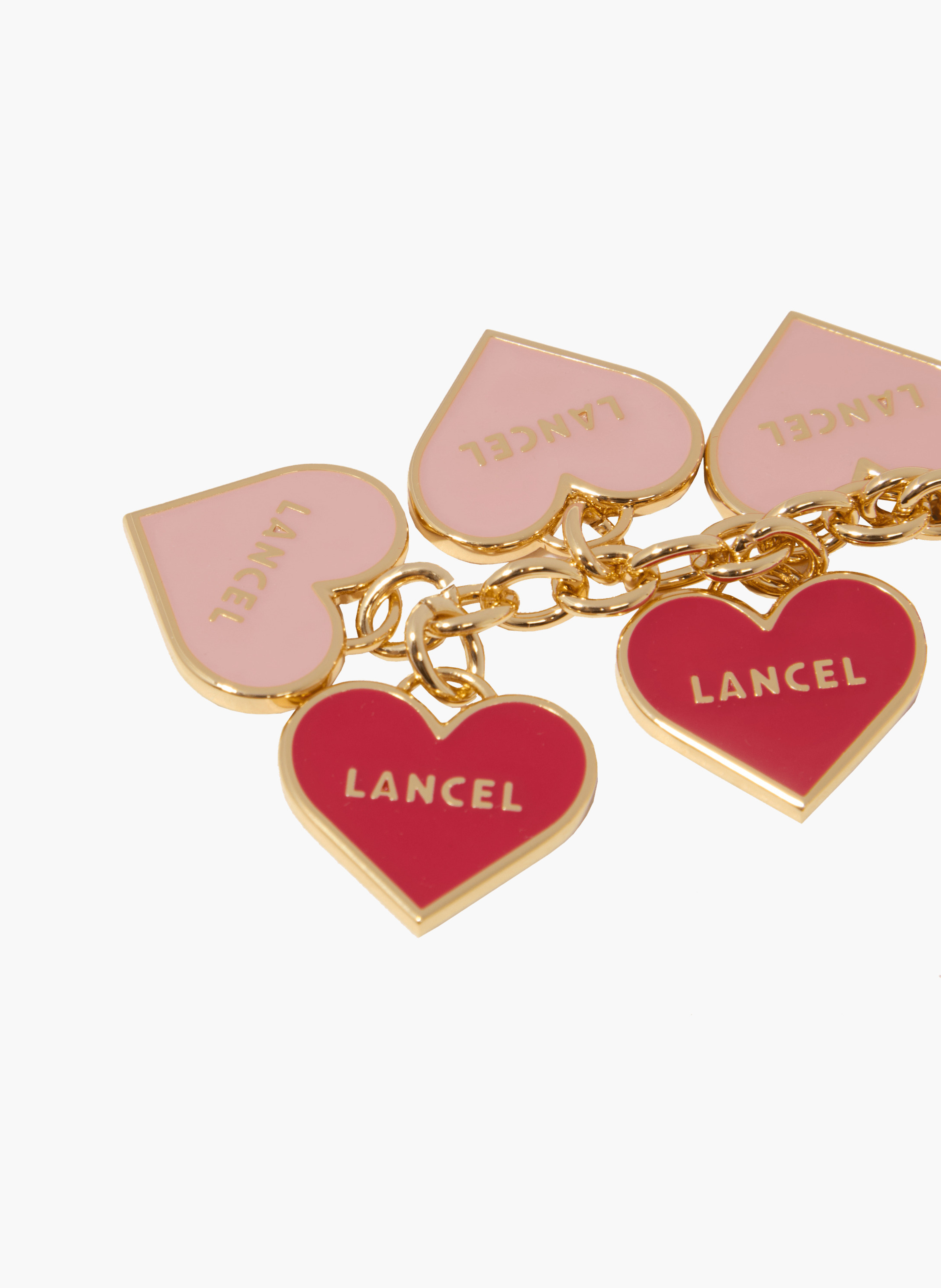 Sleutelhanger met meerdere hartbedels van Lancel in metaal LANCEL Roze
