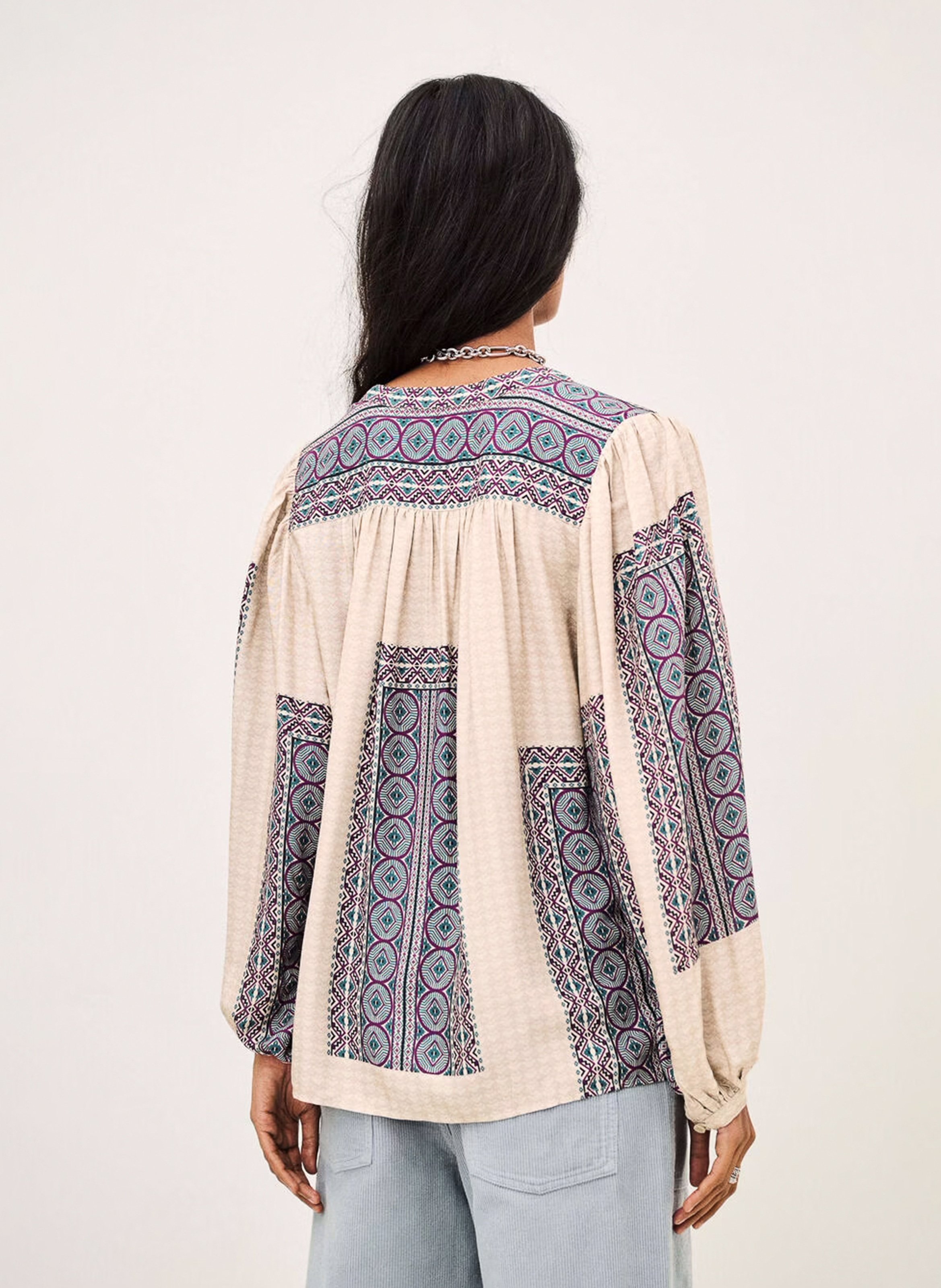 Blouse ample imprimée col rond olivio BA&SH Beige