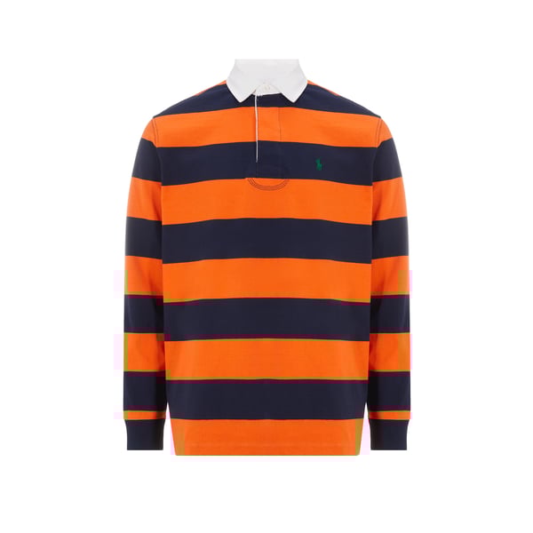 Polo rayé manches longues en coton