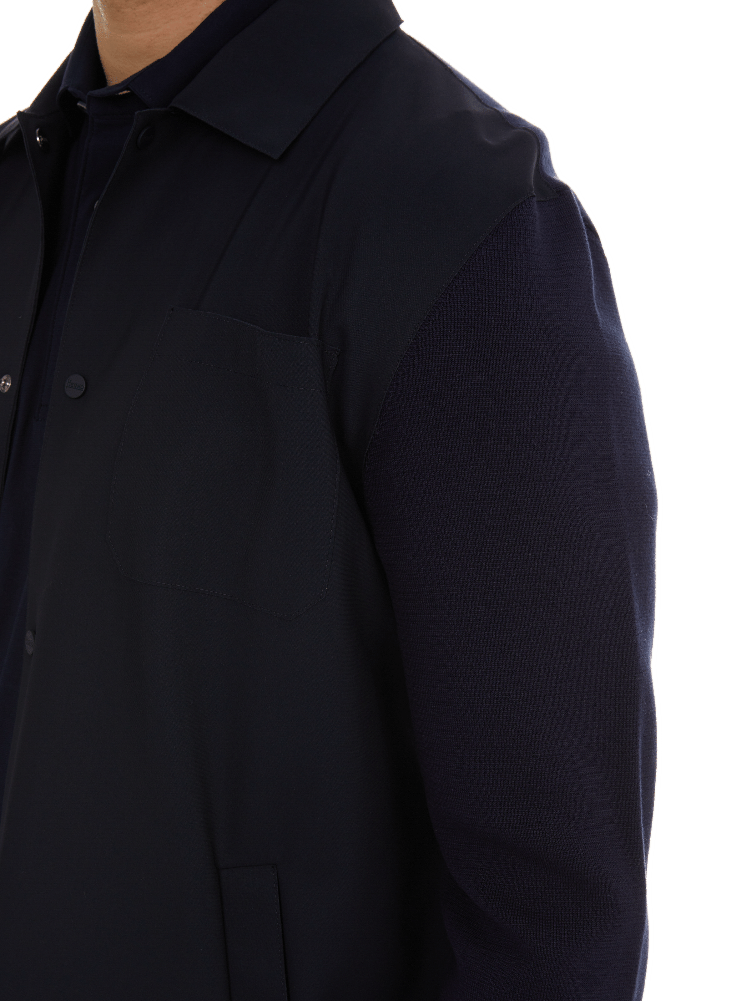 Cotton bi-material jacket HERNO Blue