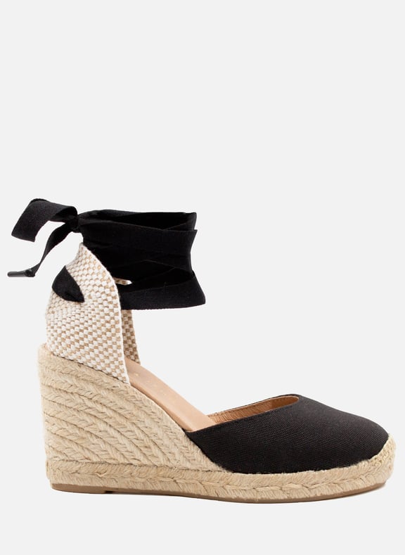 Espadrilles compensées lacées toile recyclée Noir by JULES & JENN JULES & JENN Espadrilles compensées lacées toile recyclée Noir